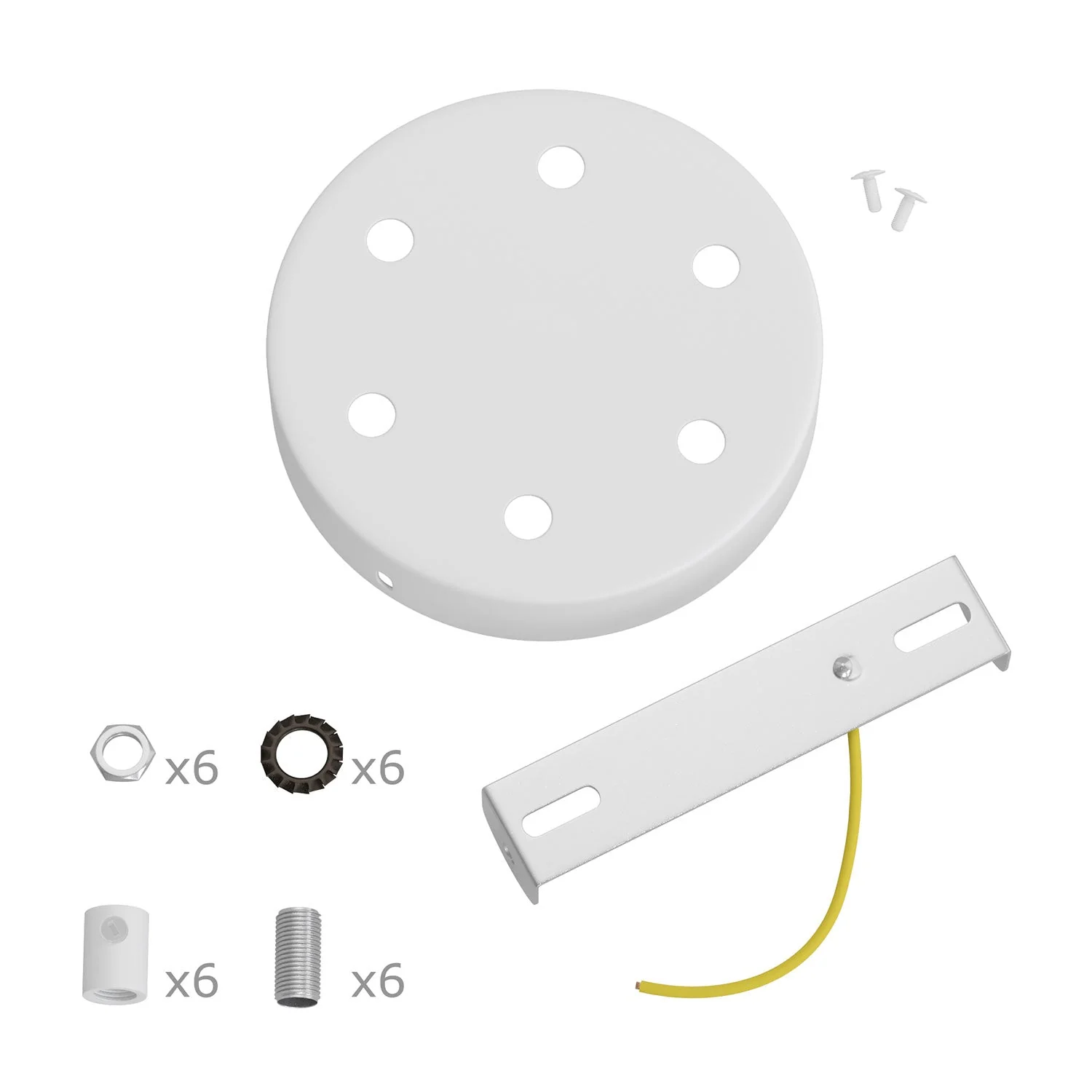Kit rosone cilindrico in metallo a 6 fori - Bianco opaco - Image 6