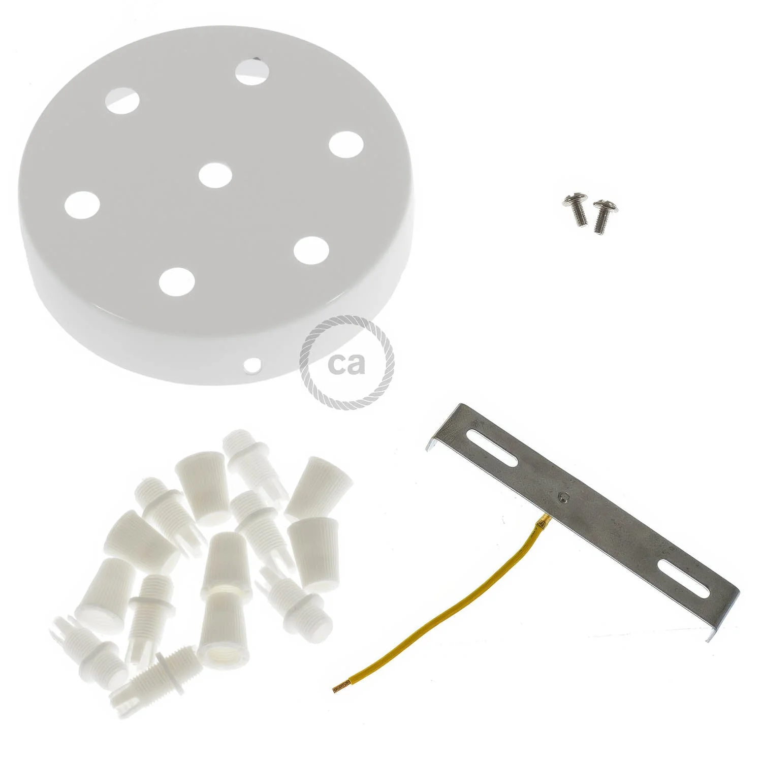 Kit rosone cilindrico in metallo a 7 fori - Bianco lucido - Image 3