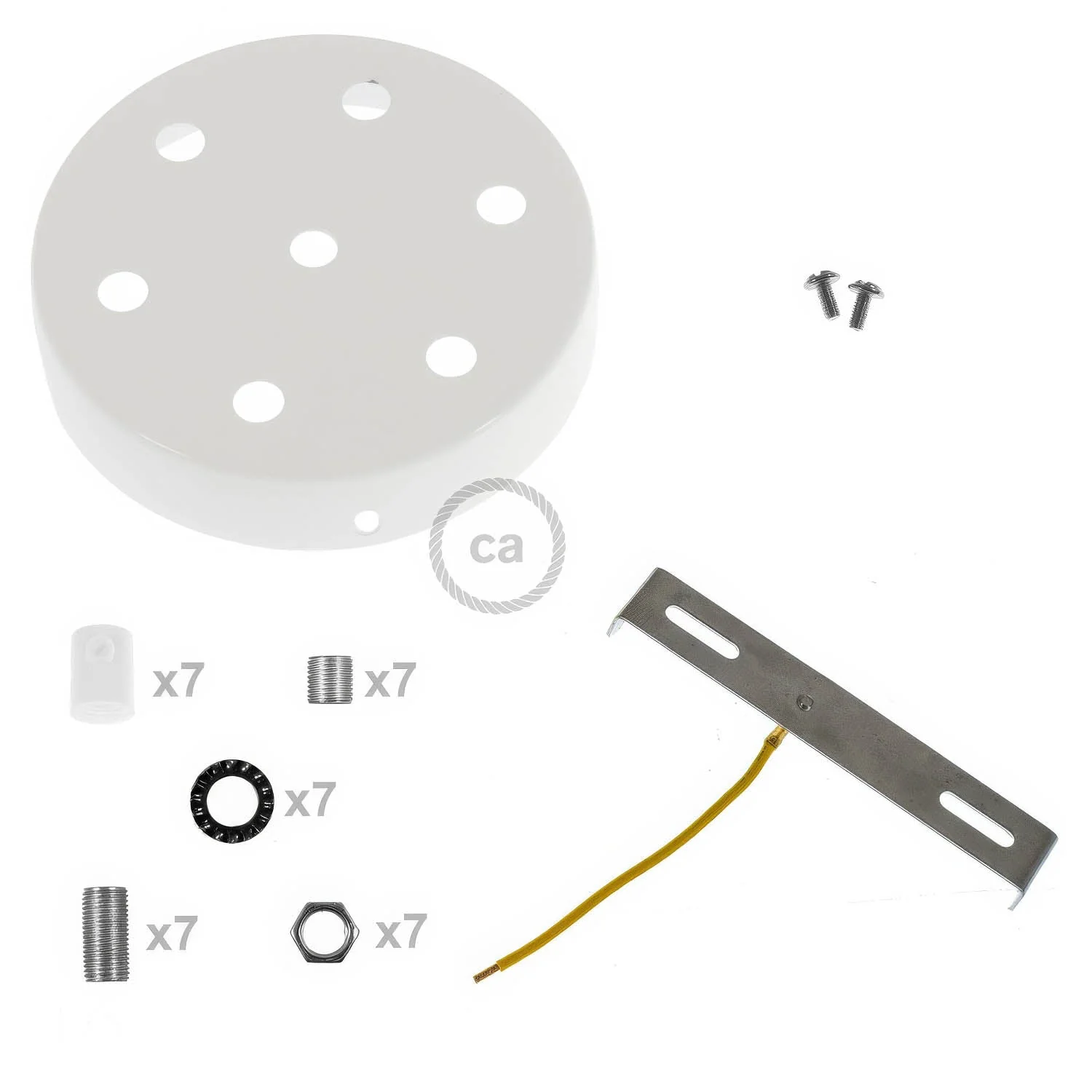 Kit rosone cilindrico in metallo a 7 fori - Bianco lucido - Image 8