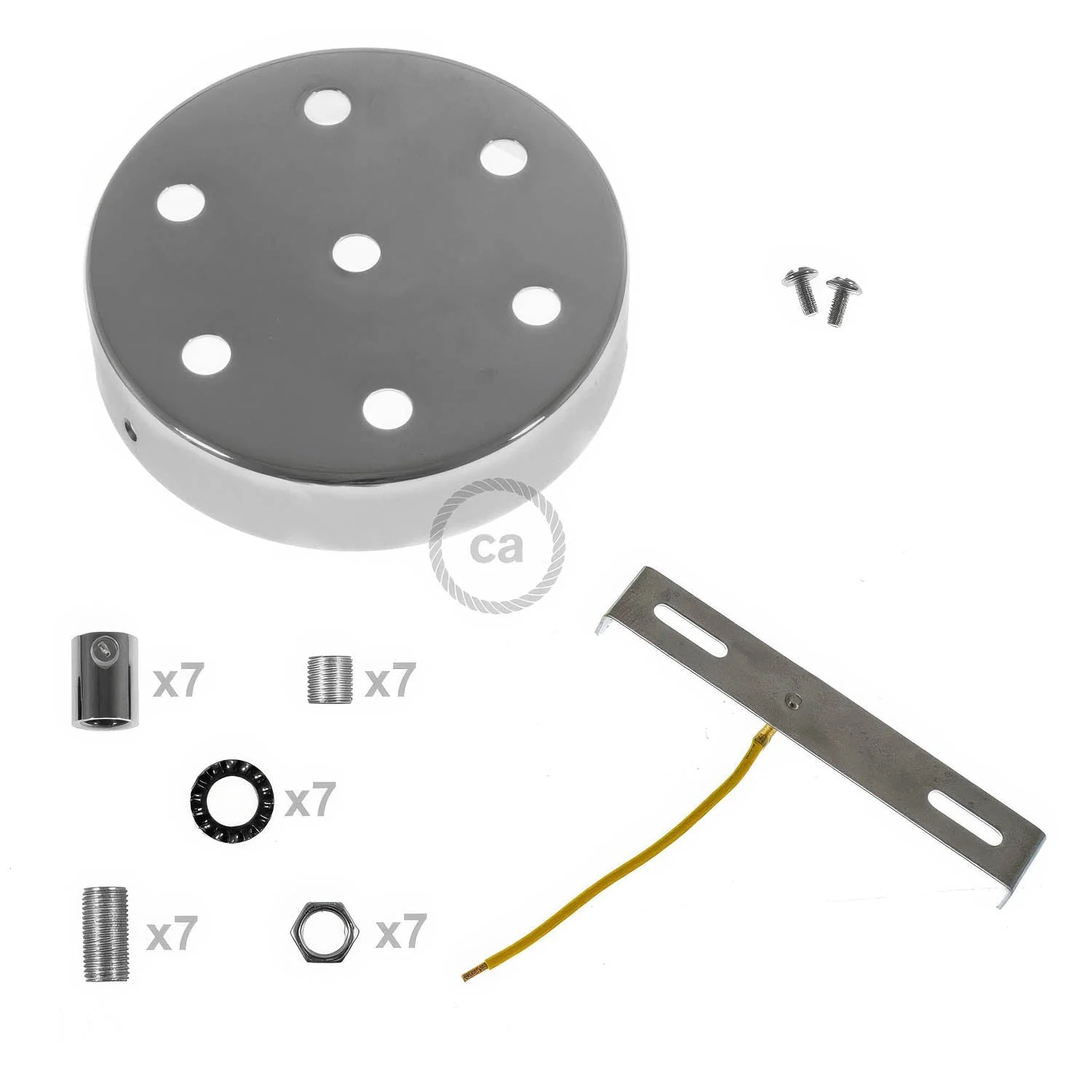 Kit rosone cilindrico in metallo a 7 fori - Cromo - Image 8