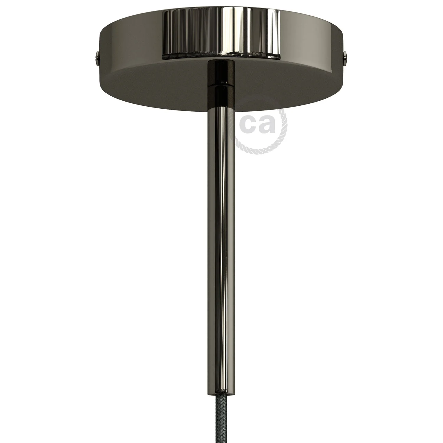 Kit rosone cilindrico in metallo con serracavo da 15 cm - Nero perla