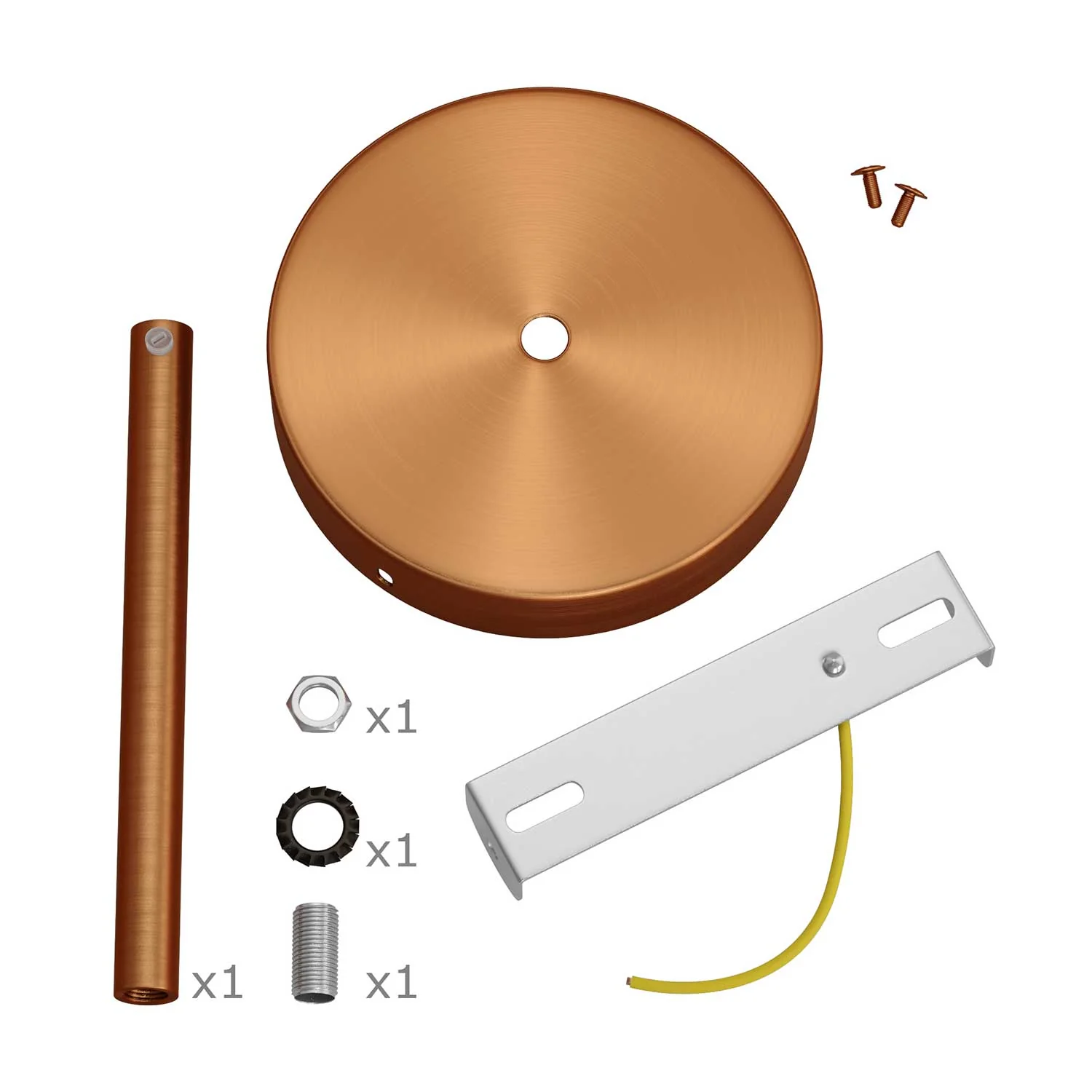 Kit rosone cilindrico in metallo con serracavo da 15 cm - Rame satinato - Image 3