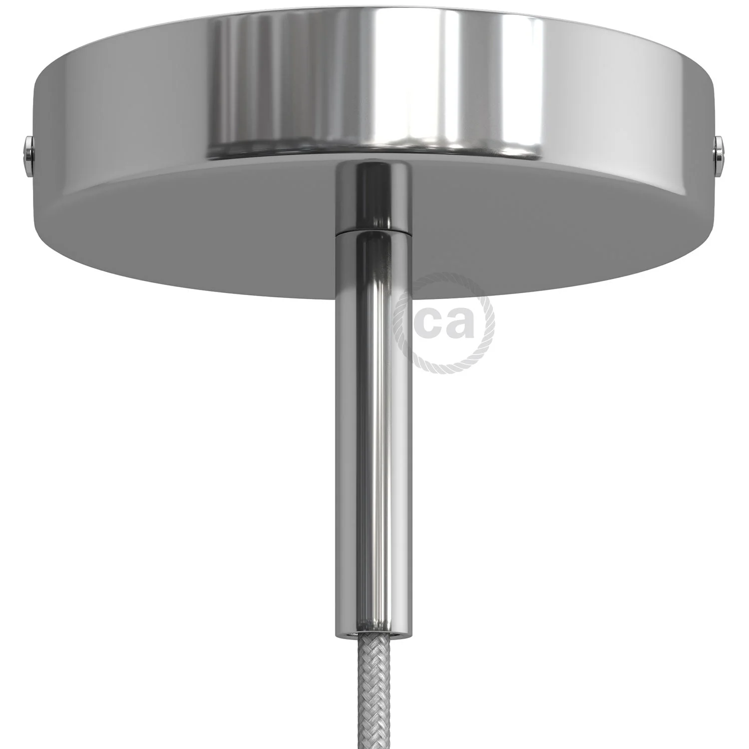 Kit rosone cilindrico in metallo con serracavo da 7 cm - Cromo