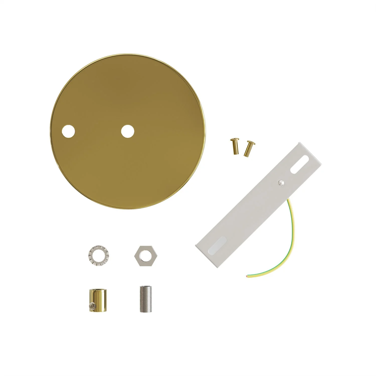 Kit rosone cilindrico in metallo Ø 120 mm a 2 fori centrali e decentrati - Ottone - Image 3
