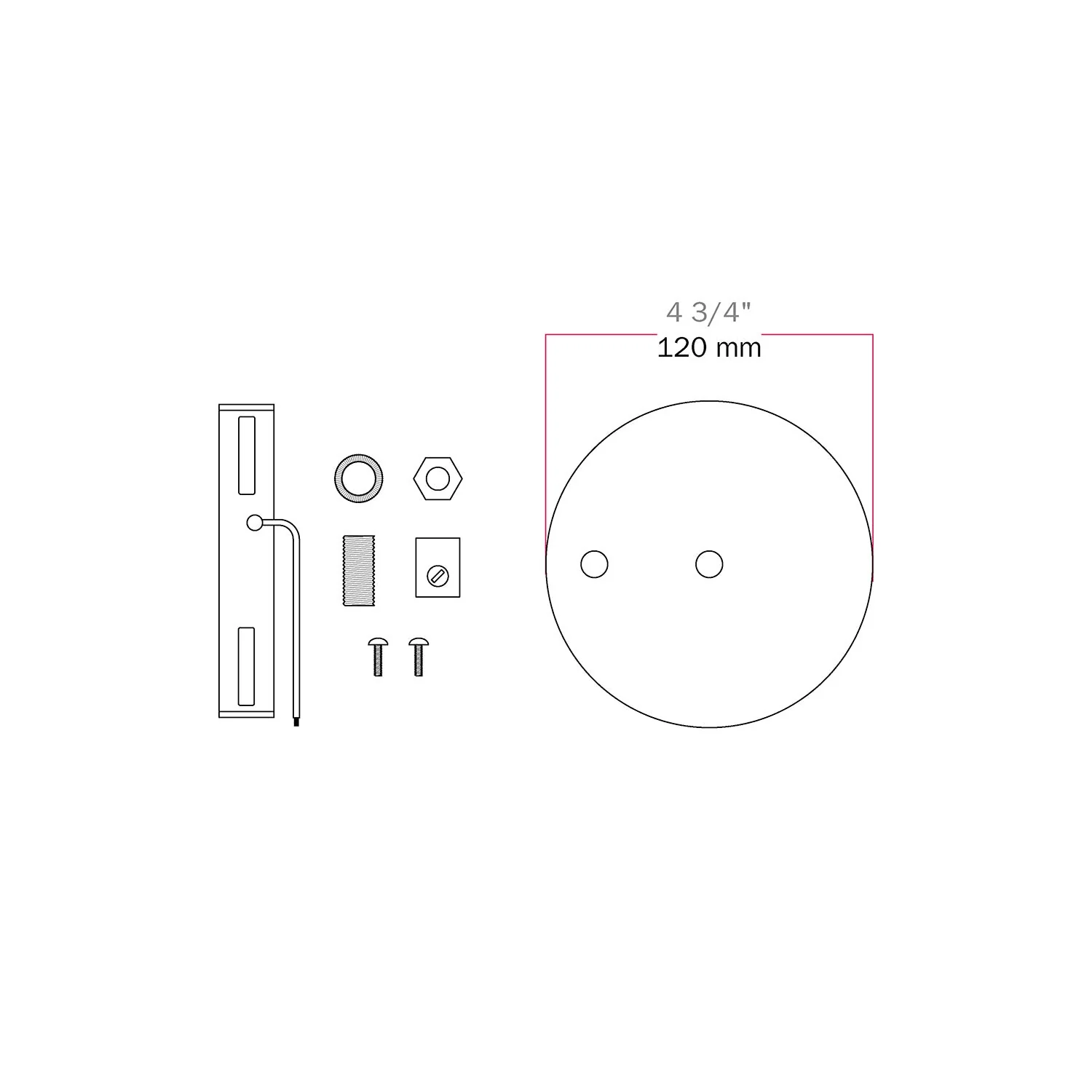 Kit rosone cilindrico in metallo Ø 120 mm a 2 fori centrali e decentrati - Ottone - Image 5