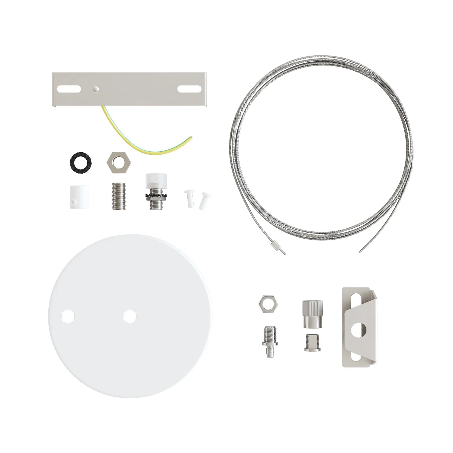 Kit Rosone Ø 120 mm con sospensione in acciaio e bilanciatore millimetrico - Bianco Opaco - Image 4