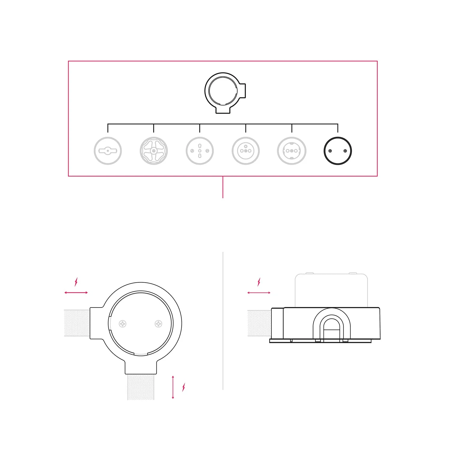 Kit scatola di derivazione e base per Creative-Tubes in porcellana - Nero - Image 14