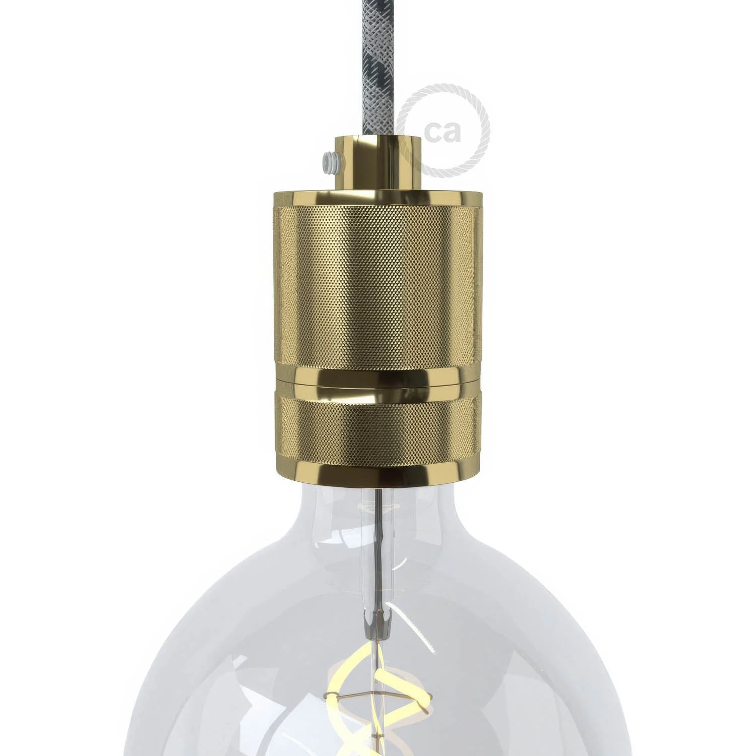 Knurled Aluminium - single ferrule E26 light bulb socket kit - Brass