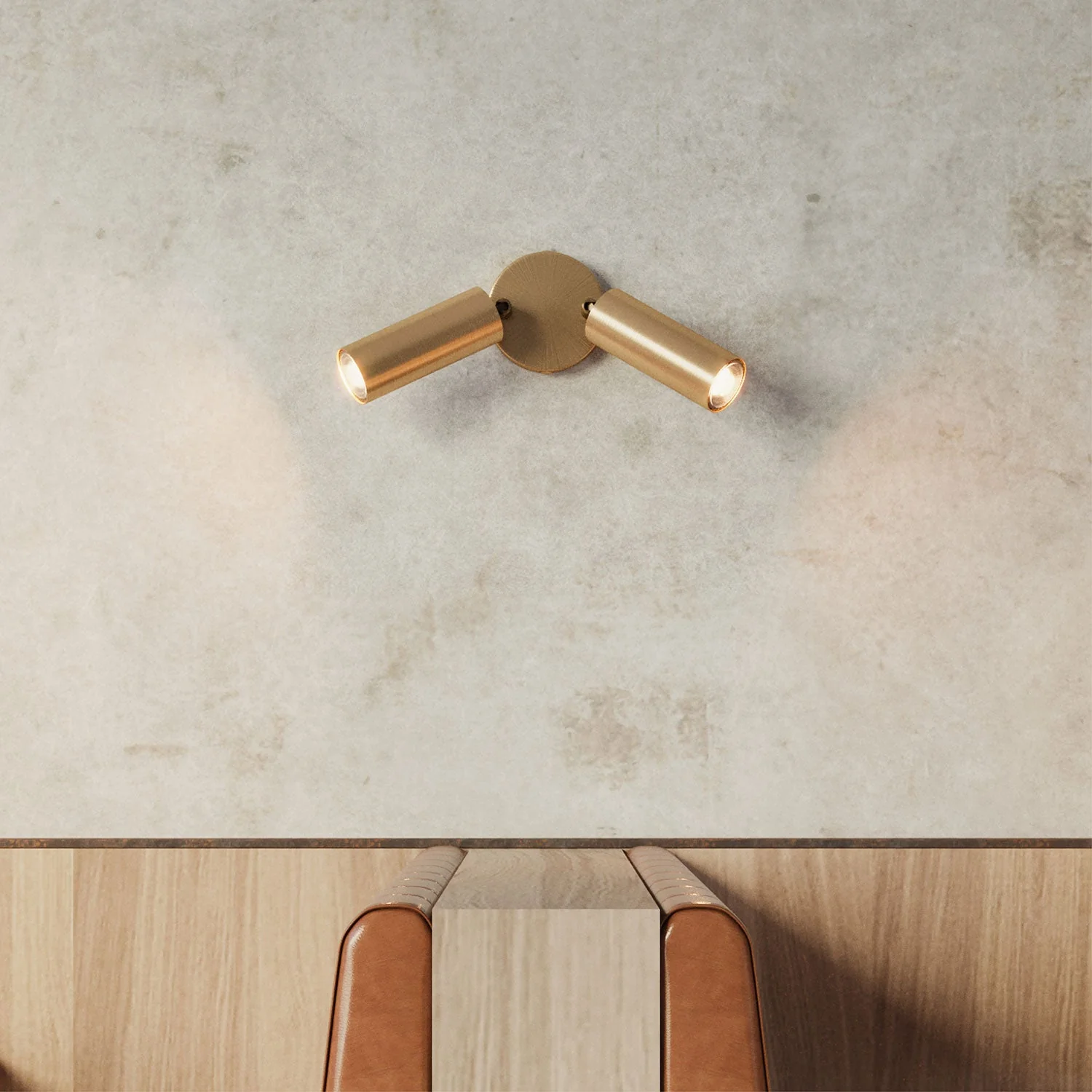 Lampada a 2 faretti con paralume Tub-E14 e rosone tondo - Bronzo satinato - Image 3