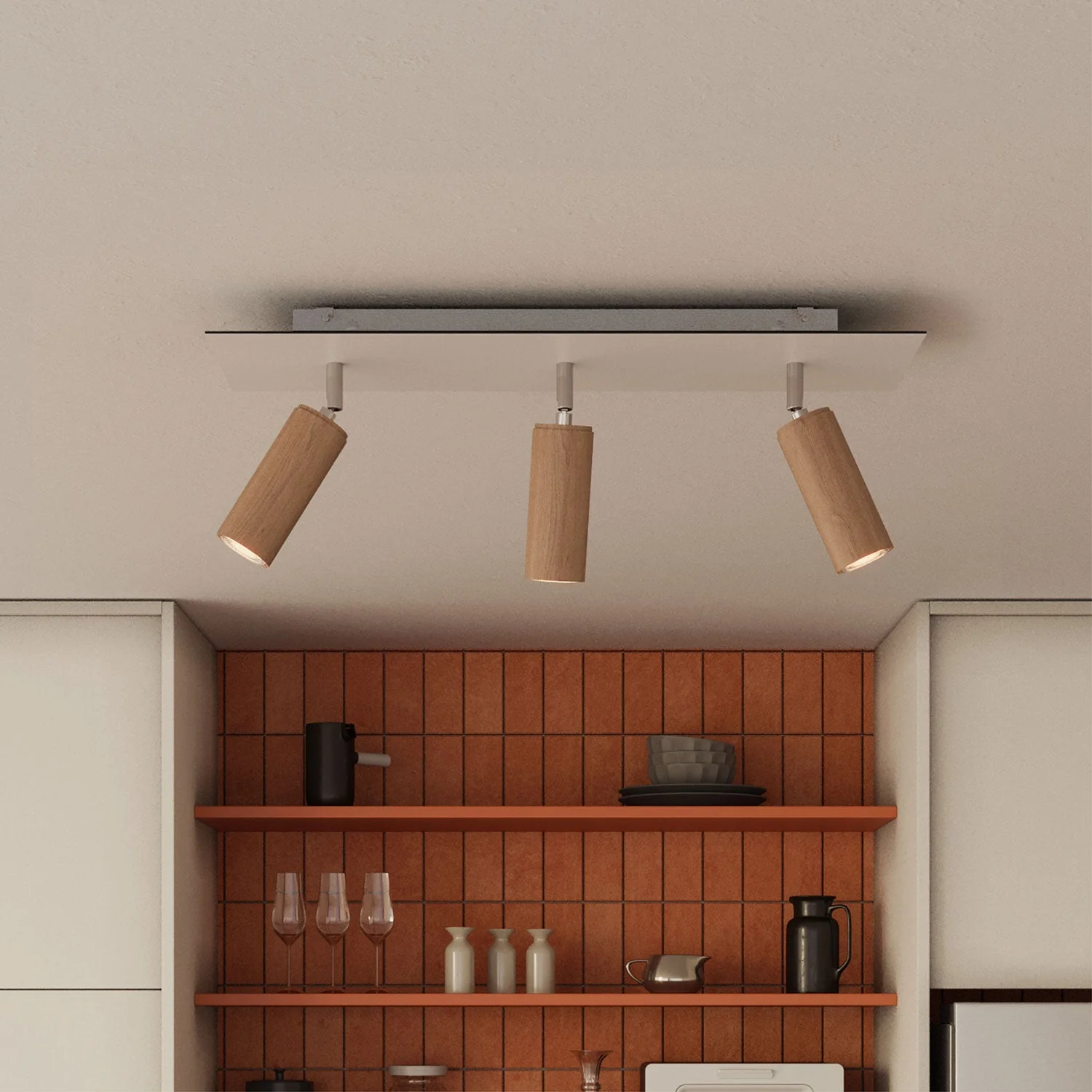 Lampada a 3 faretti con paralume Tub-E14 e Rose-One XXL rettangolare - Neutro - Image 3
