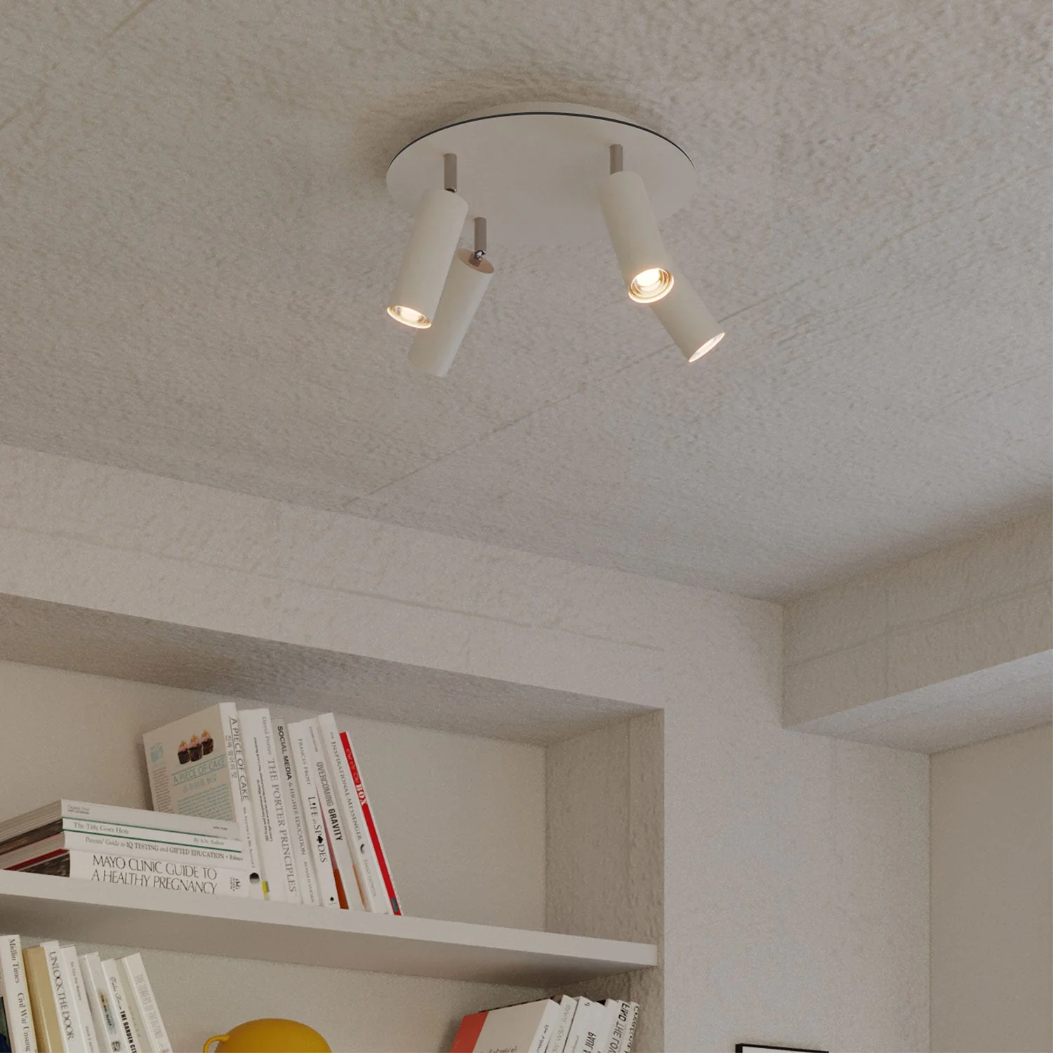 Lampada a 4 faretti con paralume Tub-E14 e Rose-One XXL rotondo - Bianco opaco - Image 3