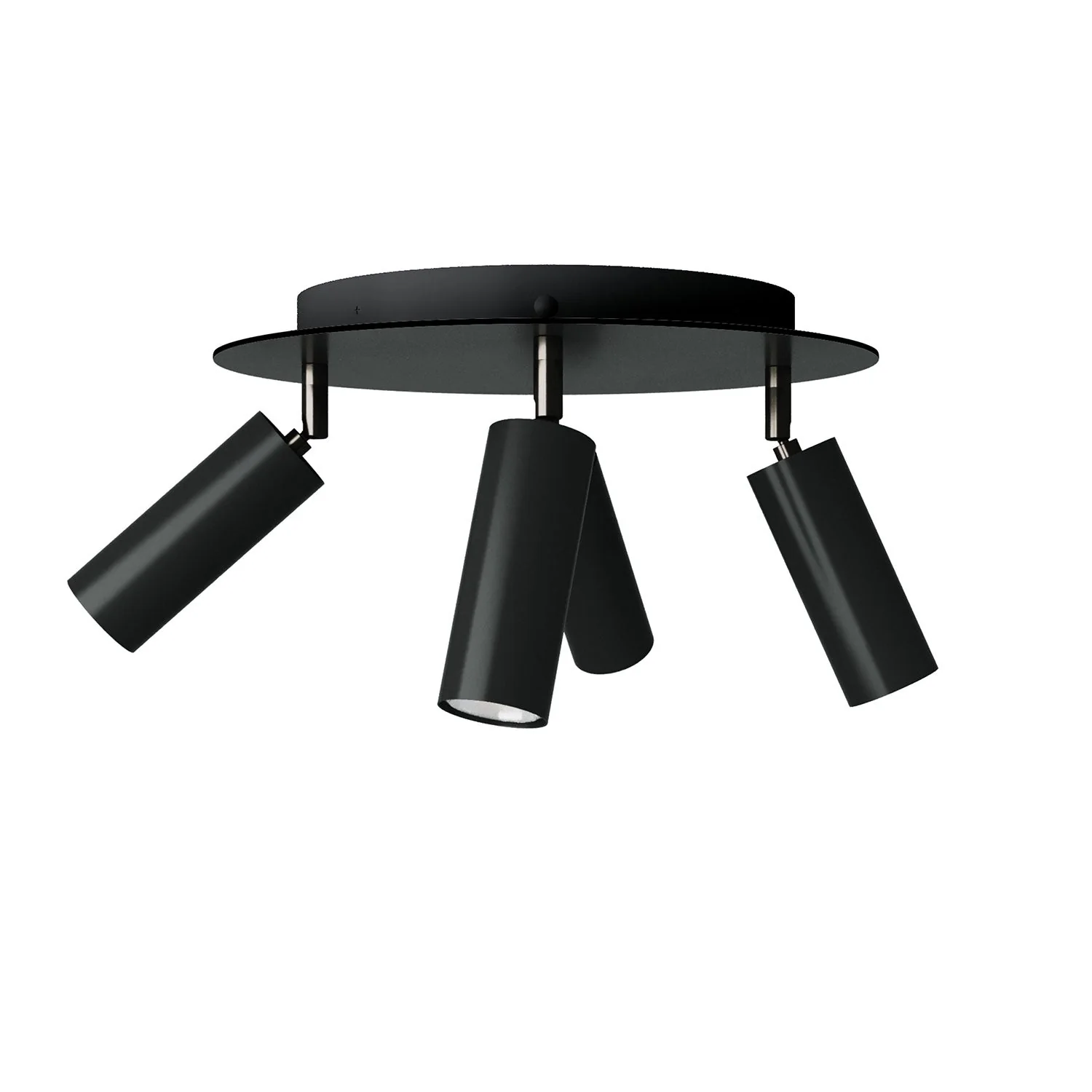 Lampada a 4 faretti con paralume Tub-E14 e Rose-One XXL rotondo - Nero