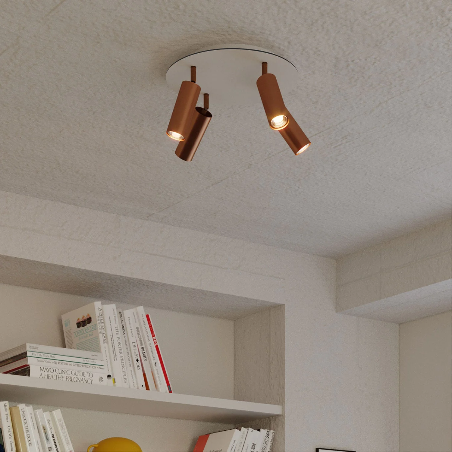 Lampada a 4 faretti con paralume Tub-E14 e Rose-One XXL rotondo - Rame satinato - Image 3