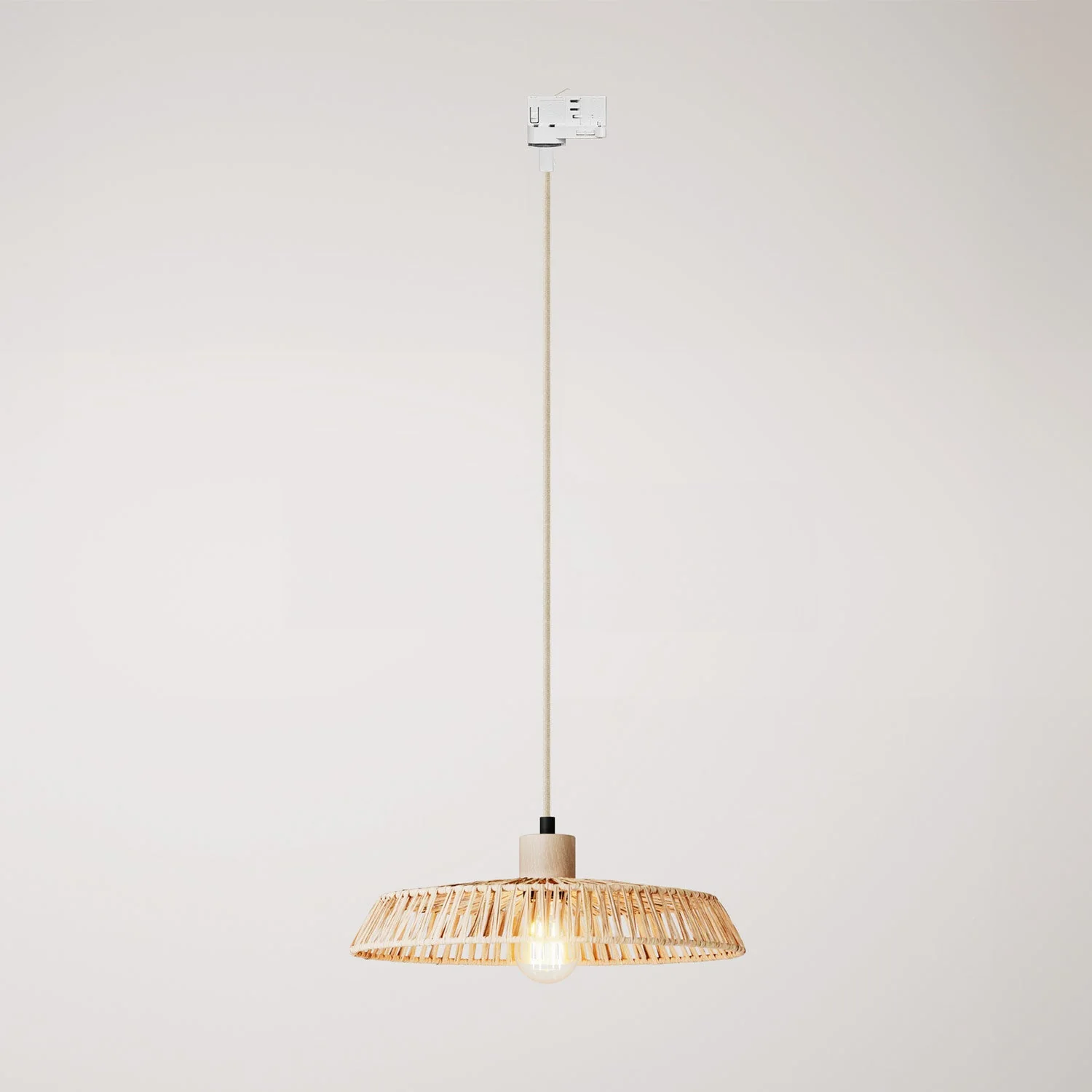 Lampada a binari con paralume in rafia Moorea - Neutro