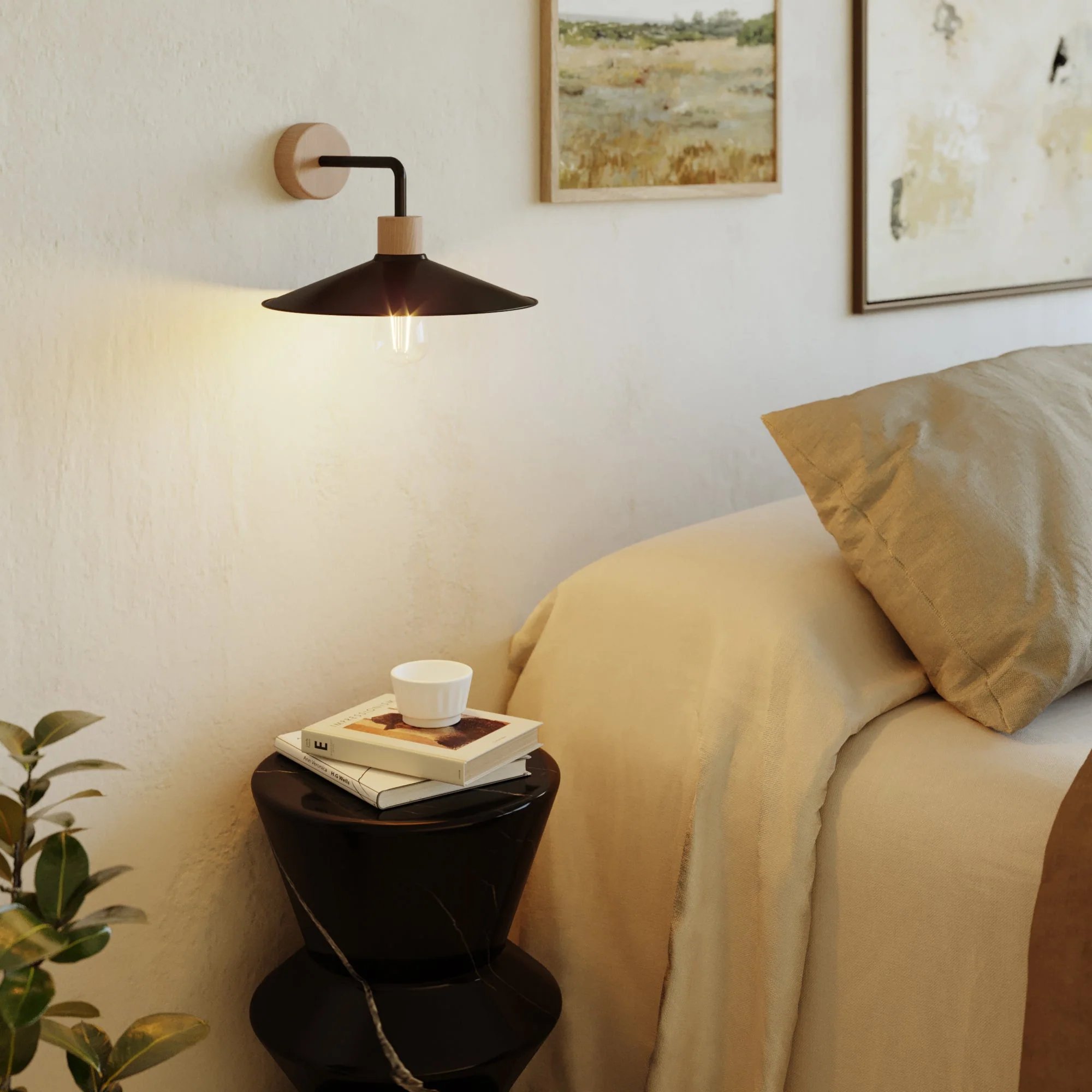 Lampada a muro in legno con paralume Swing ed estensione curva - Fermaluce Wood - Neutro - Image 2