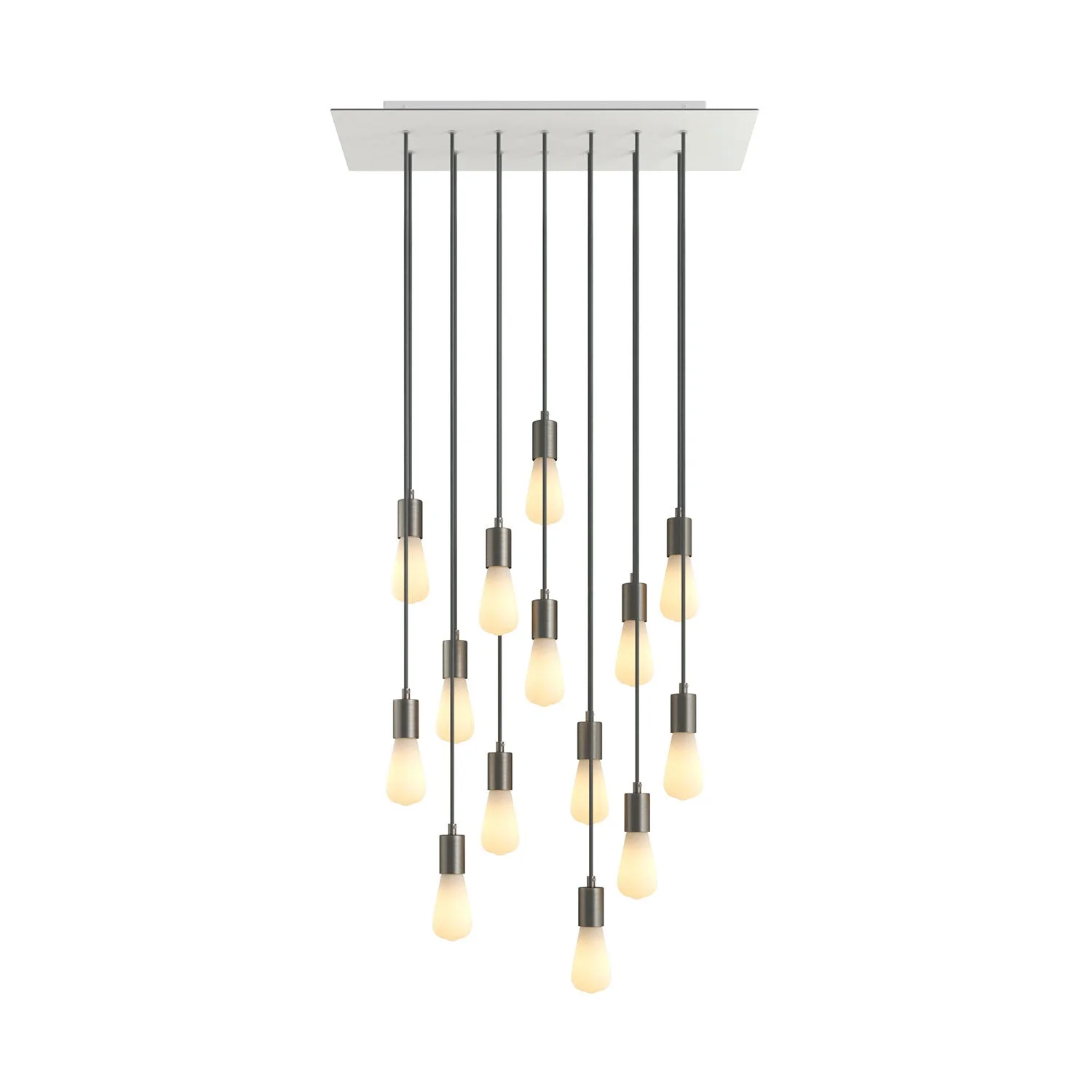 Lampada a sospensione a 14 cadute con XXL Rose-One rettangolare 675 mm con finiture in metallo - Bianco opaco