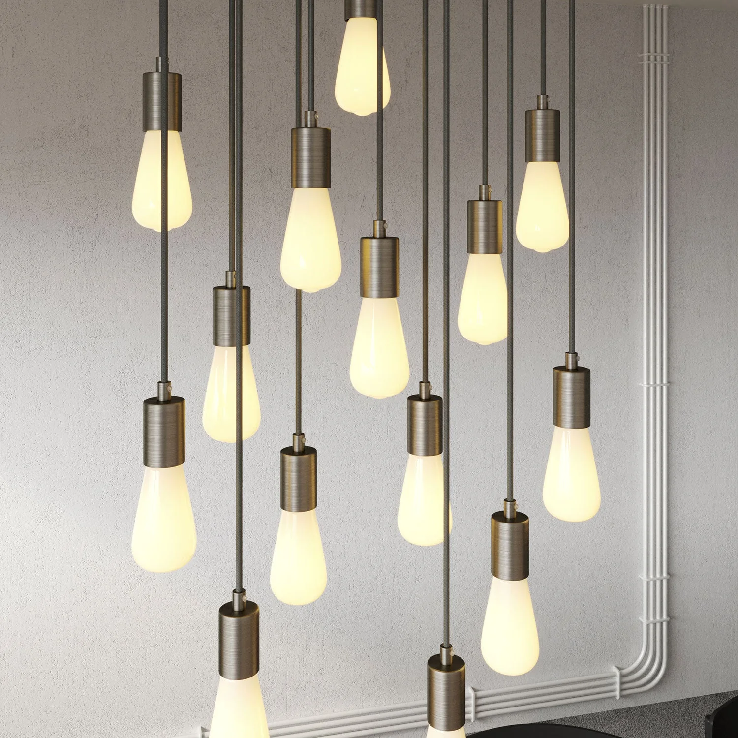 Lampada a sospensione a 14 cadute con XXL Rose-One rettangolare 675 mm con finiture in metallo - Bianco opaco - Image 3