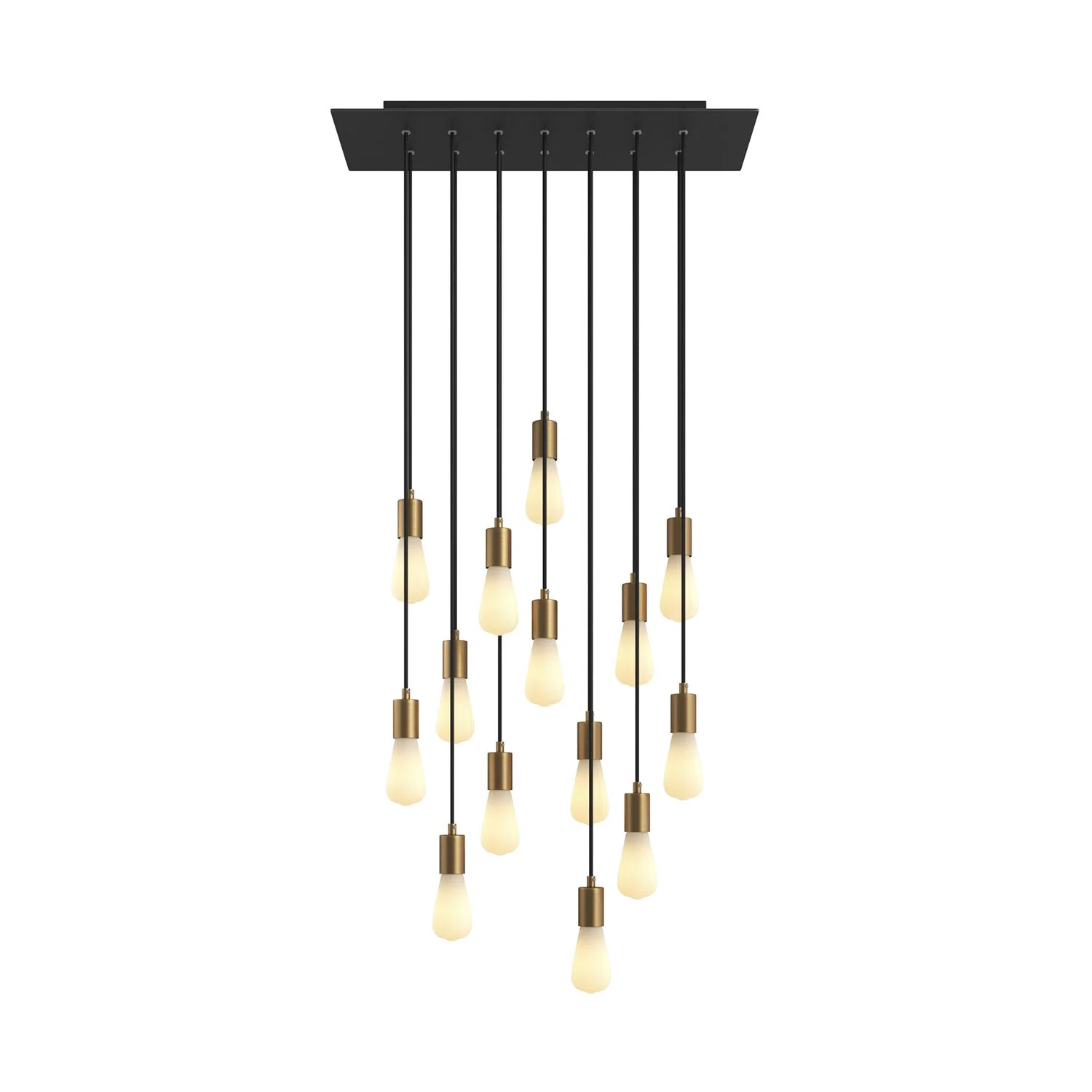 Lampada a sospensione a 14 cadute con XXL Rose-One rettangolare 675 mm con finiture in metallo - Nero opaco