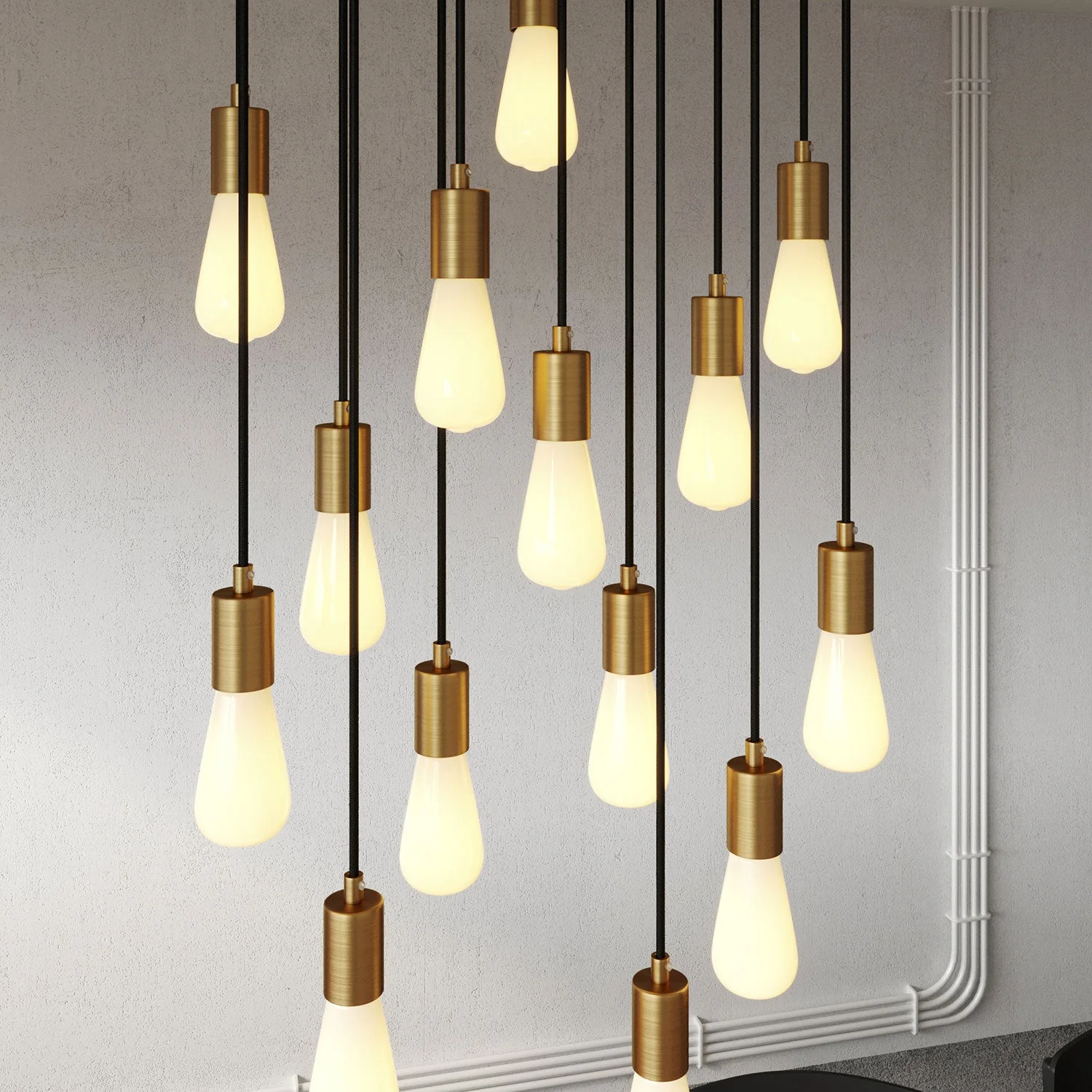 Lampada a sospensione a 14 cadute con XXL Rose-One rettangolare 675 mm con finiture in metallo - Nero opaco - Image 3