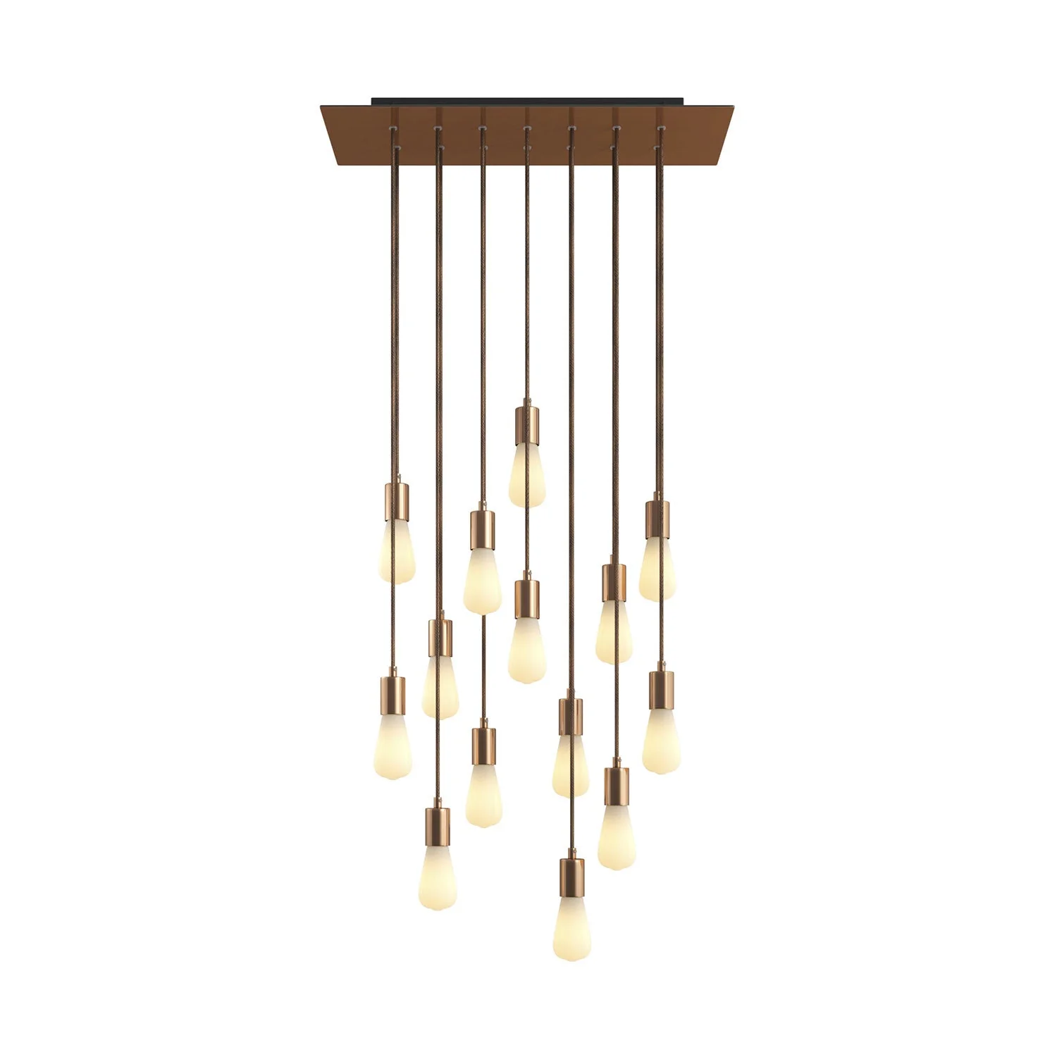 Lampada a sospensione a 14 cadute con XXL Rose-One rettangolare 675 mm con finiture in metallo - Rame satinato