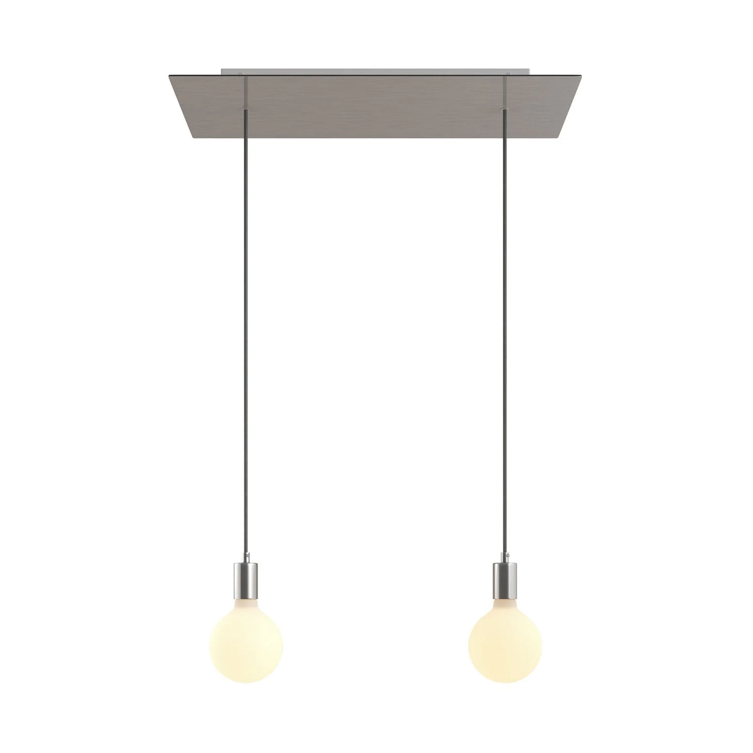 Lampada a sospensione a 2 cadute con XXL Rose-One rettangolare 675 mm con finiture in metallo - Acciaio satinato