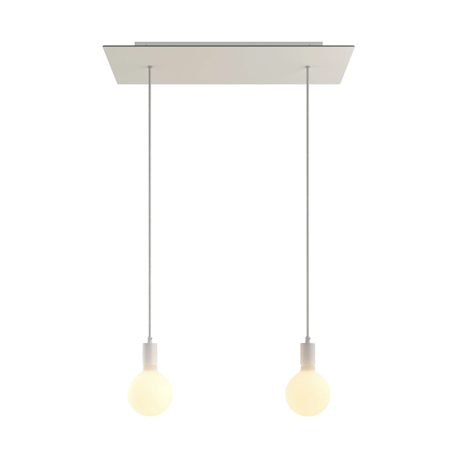Lampada a sospensione a 2 cadute con XXL Rose-One rettangolare 675 mm con finiture in metallo - Bianco opaco