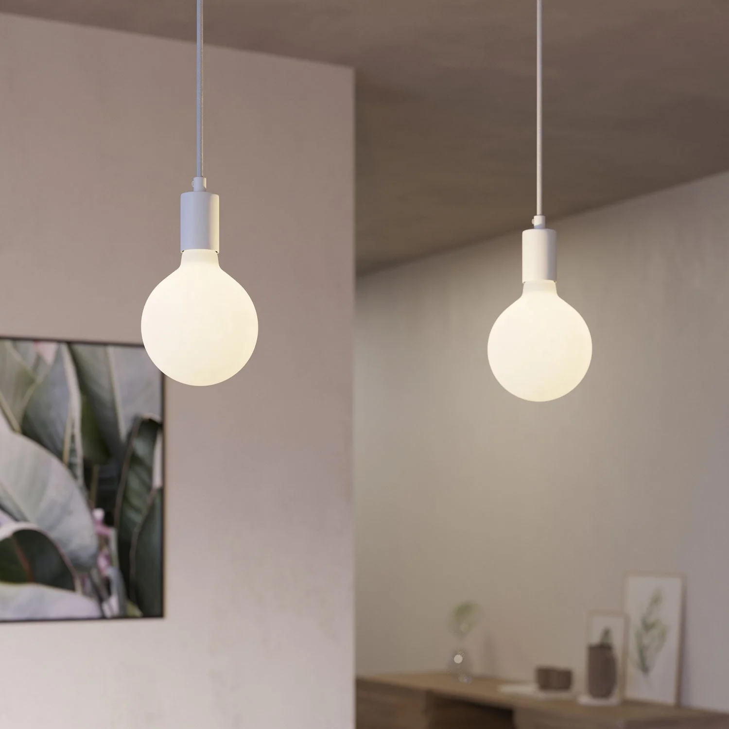 Lampada a sospensione a 2 cadute con XXL Rose-One rettangolare 675 mm con finiture in metallo - Bianco opaco - Image 3