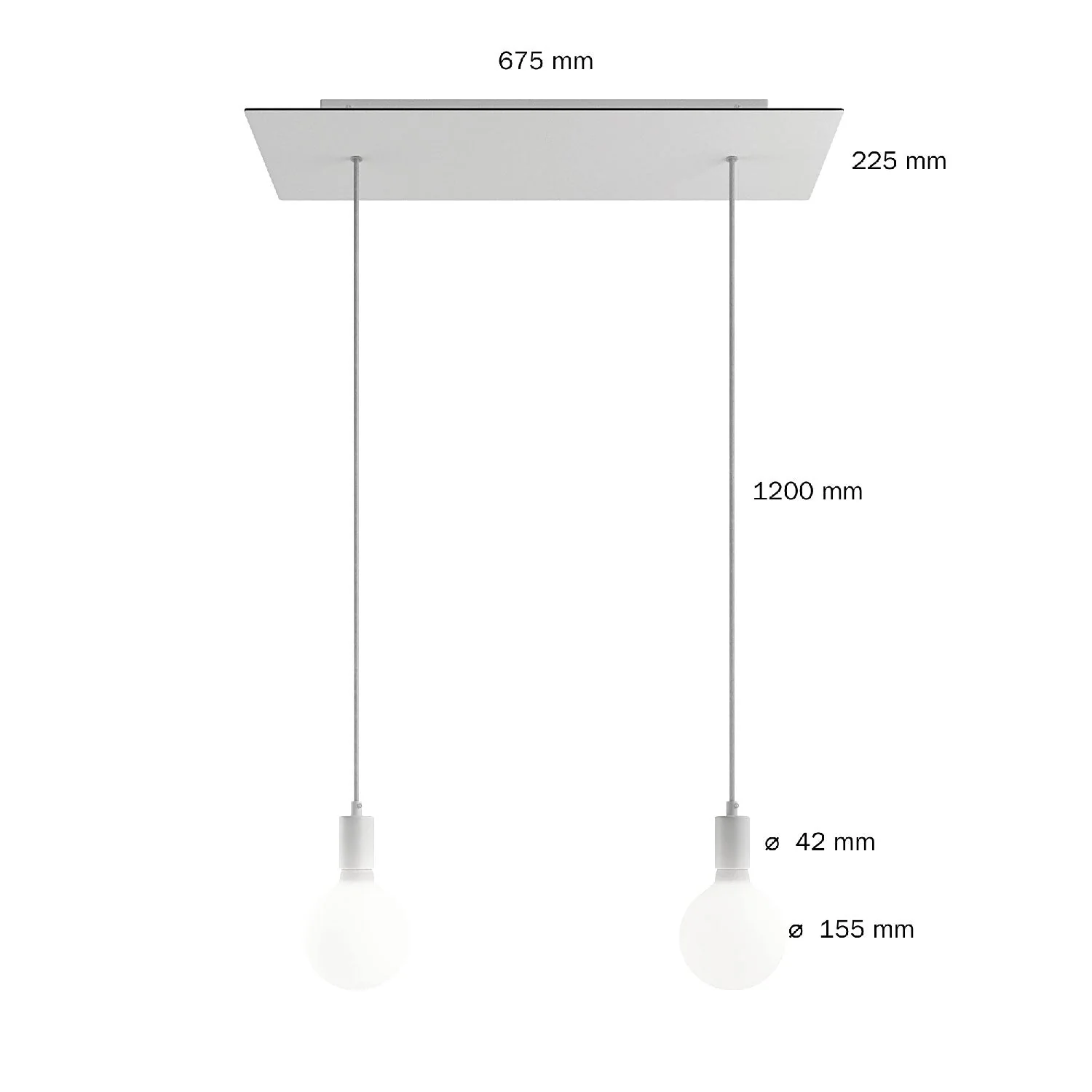 Lampada a sospensione a 2 cadute con XXL Rose-One rettangolare 675 mm con finiture in metallo - Bianco opaco - Image 6