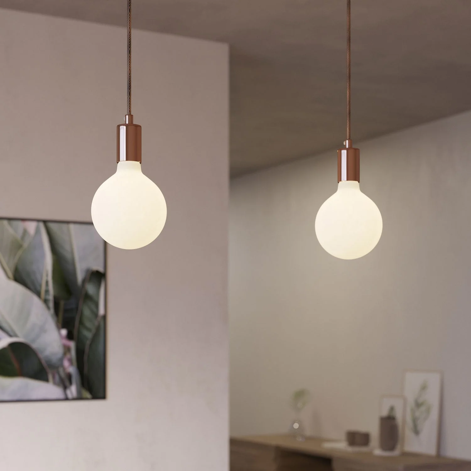 Lampada a sospensione a 2 cadute con XXL Rose-One rettangolare 675 mm con finiture in metallo - Rame satinato - Image 3
