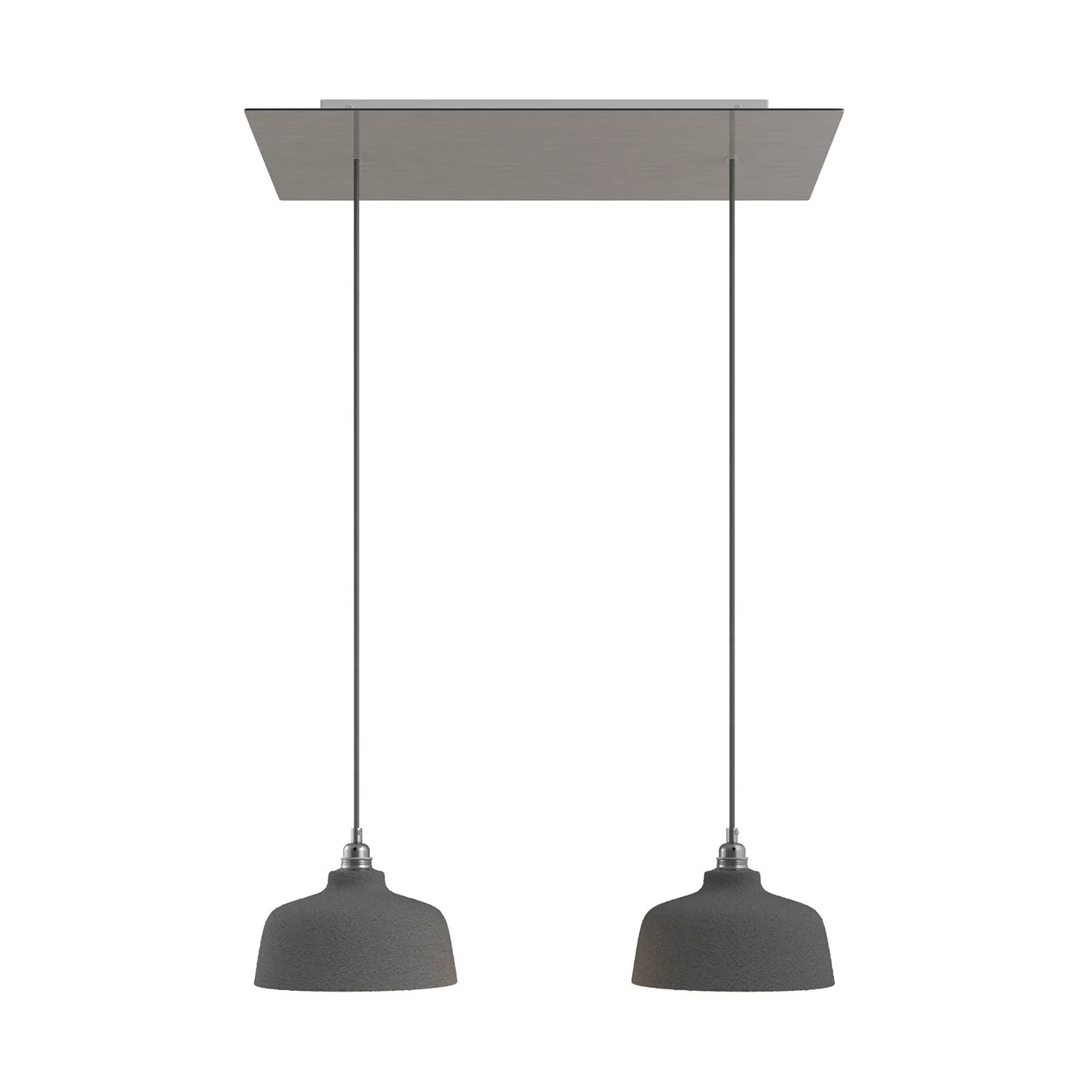 Lampada a sospensione a 2 cadute con XXL Rose-One rettangolare 675 mm con paralume Coppa - Acciaio satinato