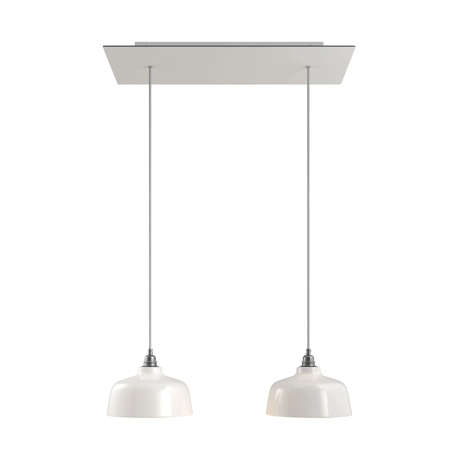 Lampada a sospensione a 2 cadute con XXL Rose-One rettangolare 675 mm con paralume Coppa - Bianco opaco