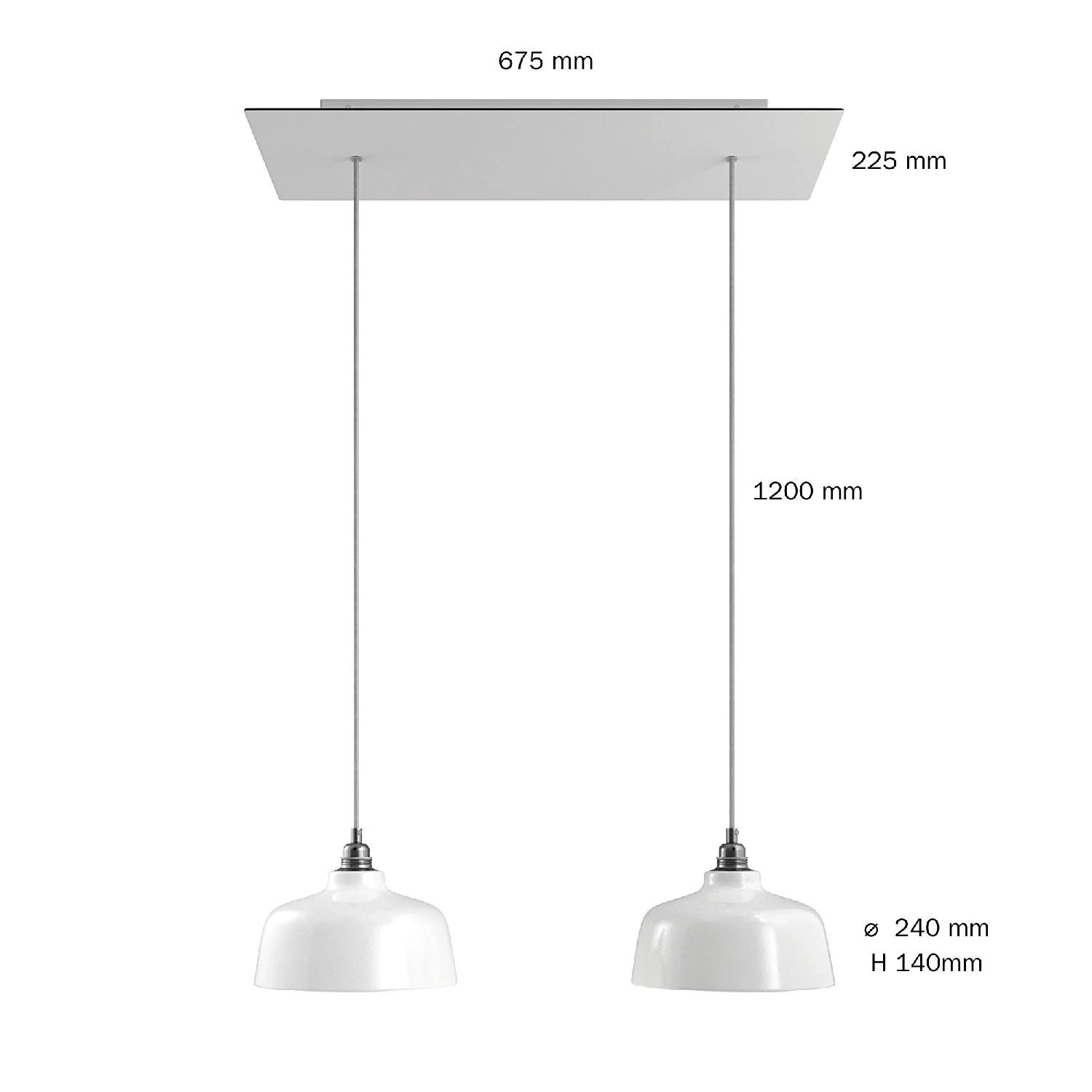Lampada a sospensione a 2 cadute con XXL Rose-One rettangolare 675 mm con paralume Coppa - Nero opaco - Image 6