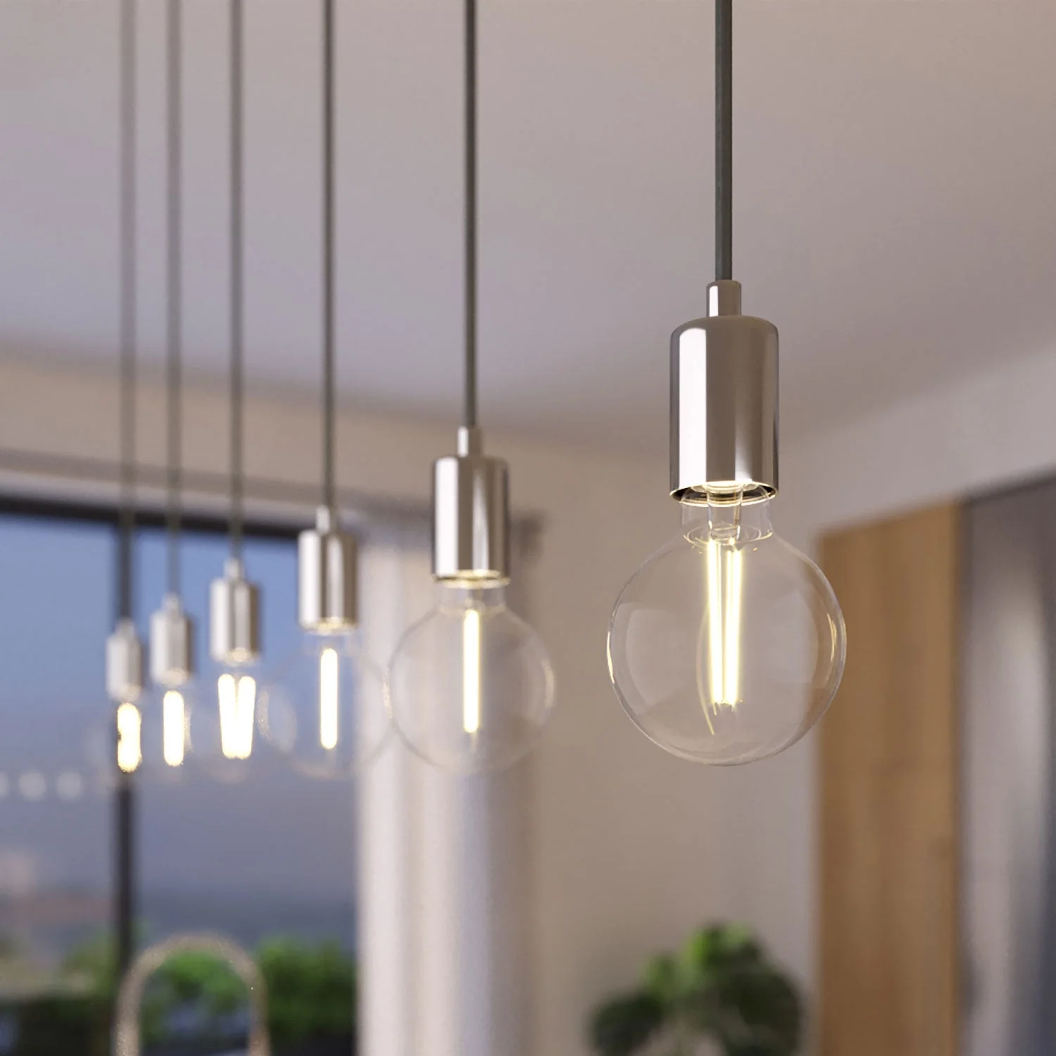 Lampada a sospensione a 3 cadute con XXL Rose-One rettangolare 675 mm con finiture in metallo - Acciaio satinato - Image 3