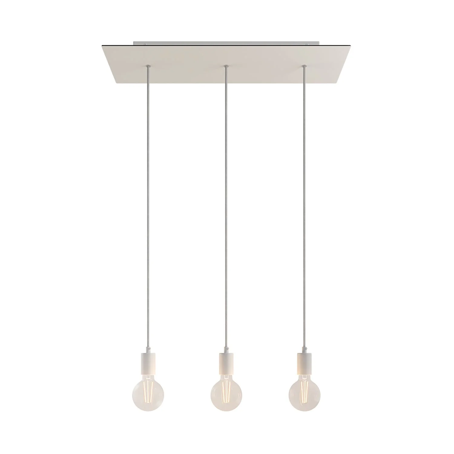 Lampada a sospensione a 3 cadute con XXL Rose-One rettangolare 675 mm con finiture in metallo - Bianco opaco