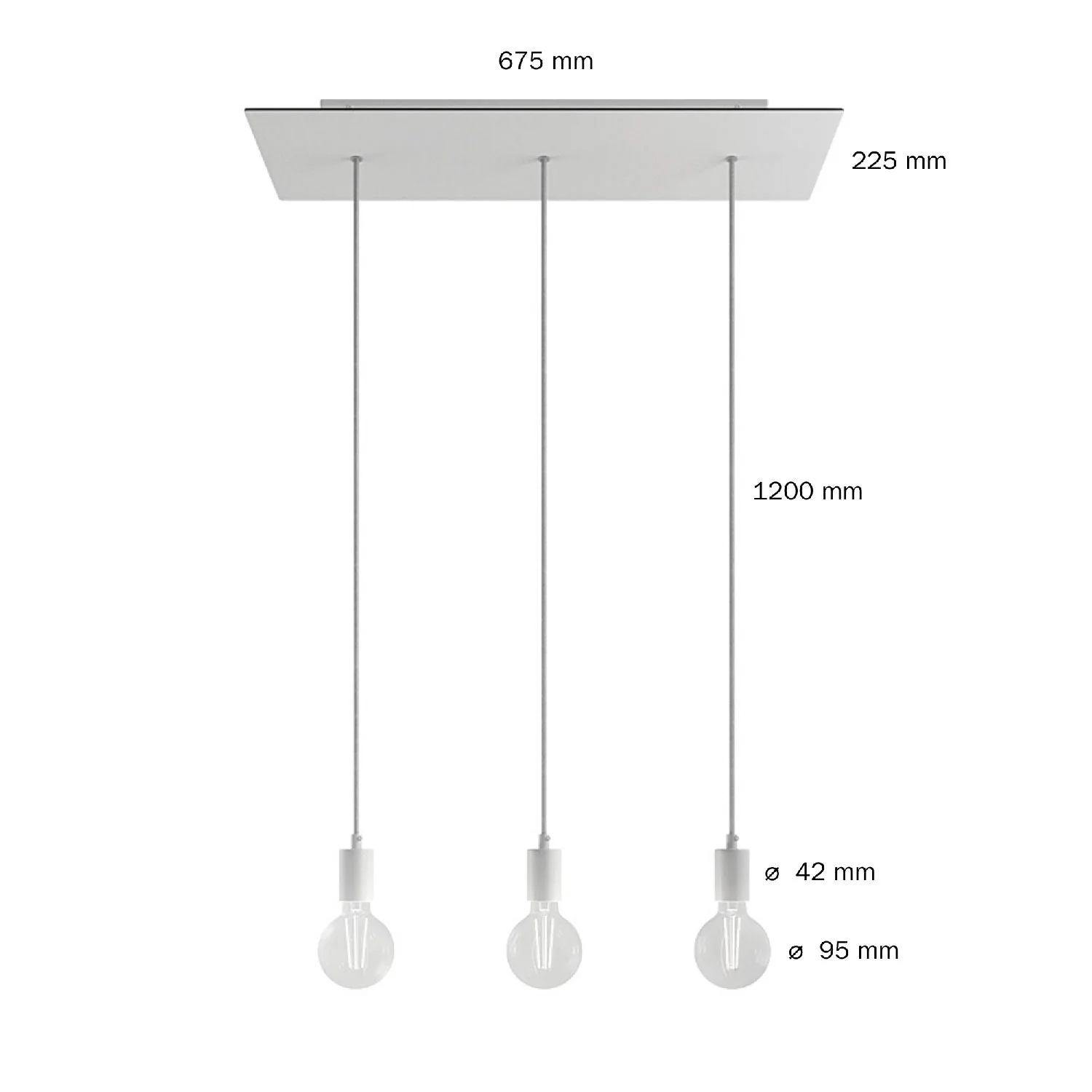 Lampada a sospensione a 3 cadute con XXL Rose-One rettangolare 675 mm con finiture in metallo - Nero opaco - Image 6