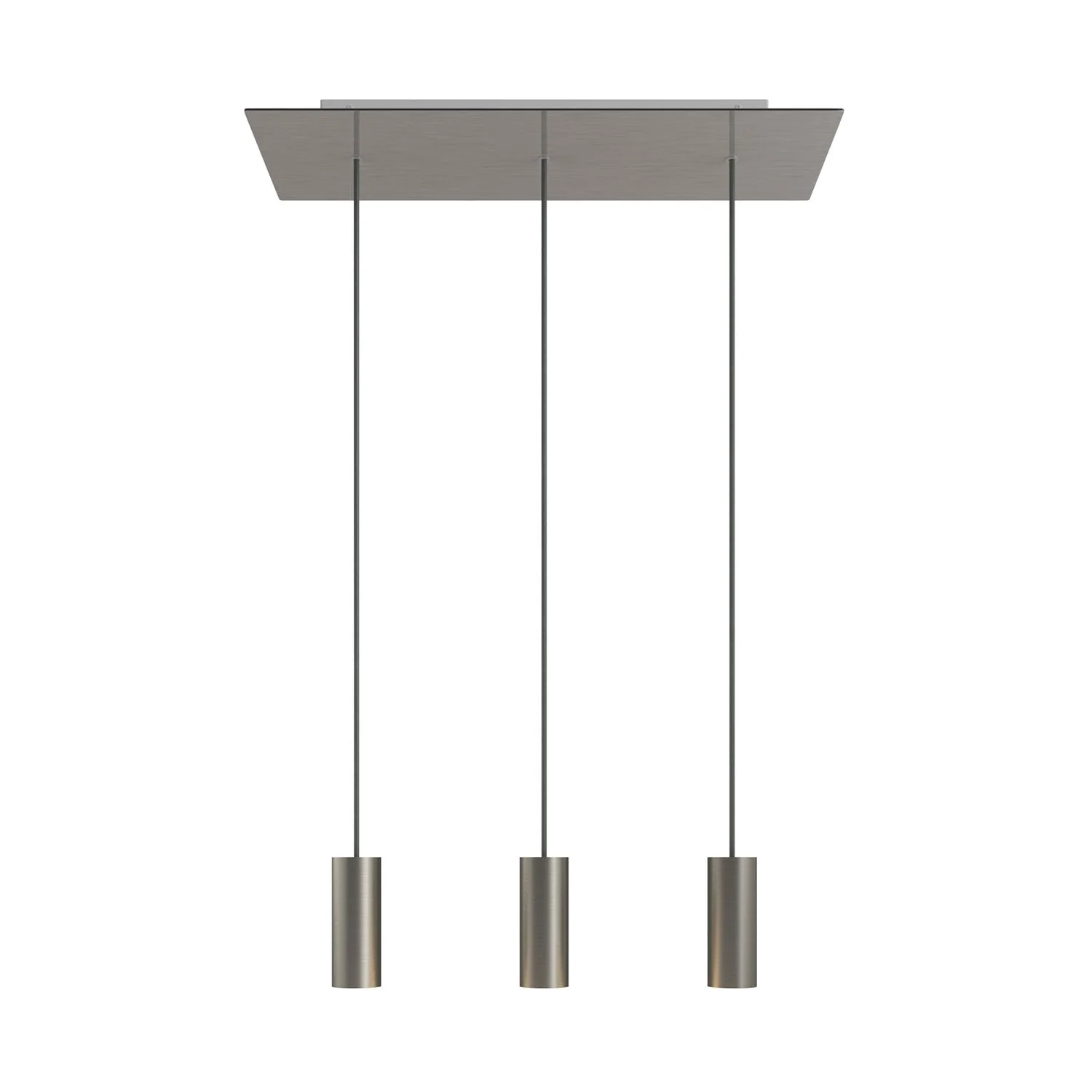Lampada a sospensione a 3 cadute con XXL Rose-One rettangolare 675 mm con paralume in metallo Tub-E14 - Acciaio satinato