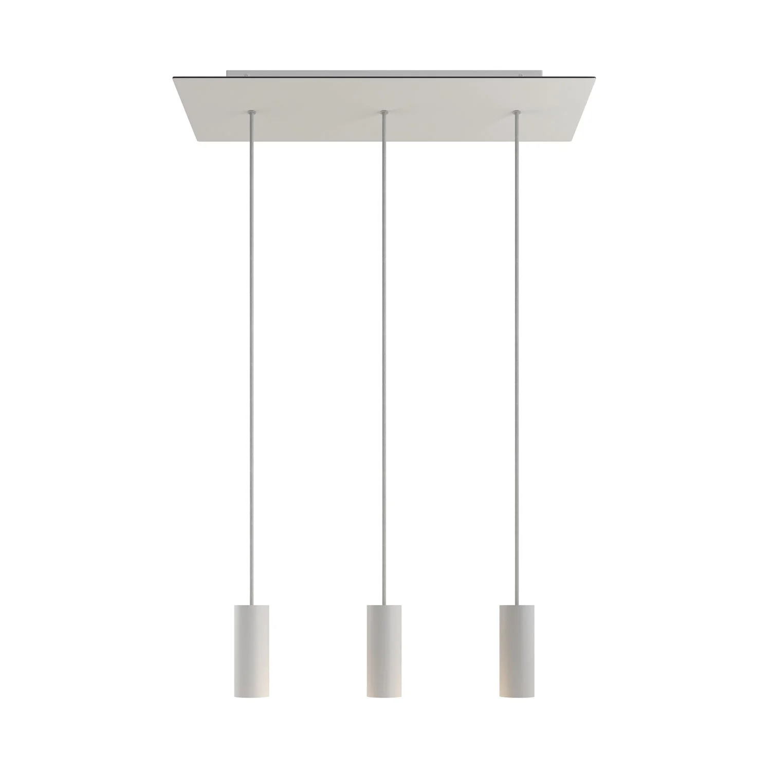 Lampada a sospensione a 3 cadute con XXL Rose-One rettangolare 675 mm con paralume in metallo Tub-E14 - Bianco opaco