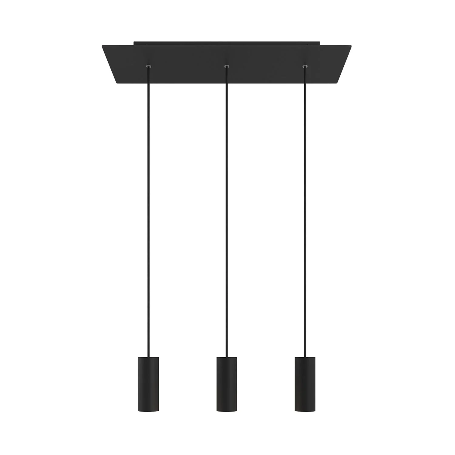 Lampada a sospensione a 3 cadute con XXL Rose-One rettangolare 675 mm con paralume in metallo Tub-E14 - Nero opaco