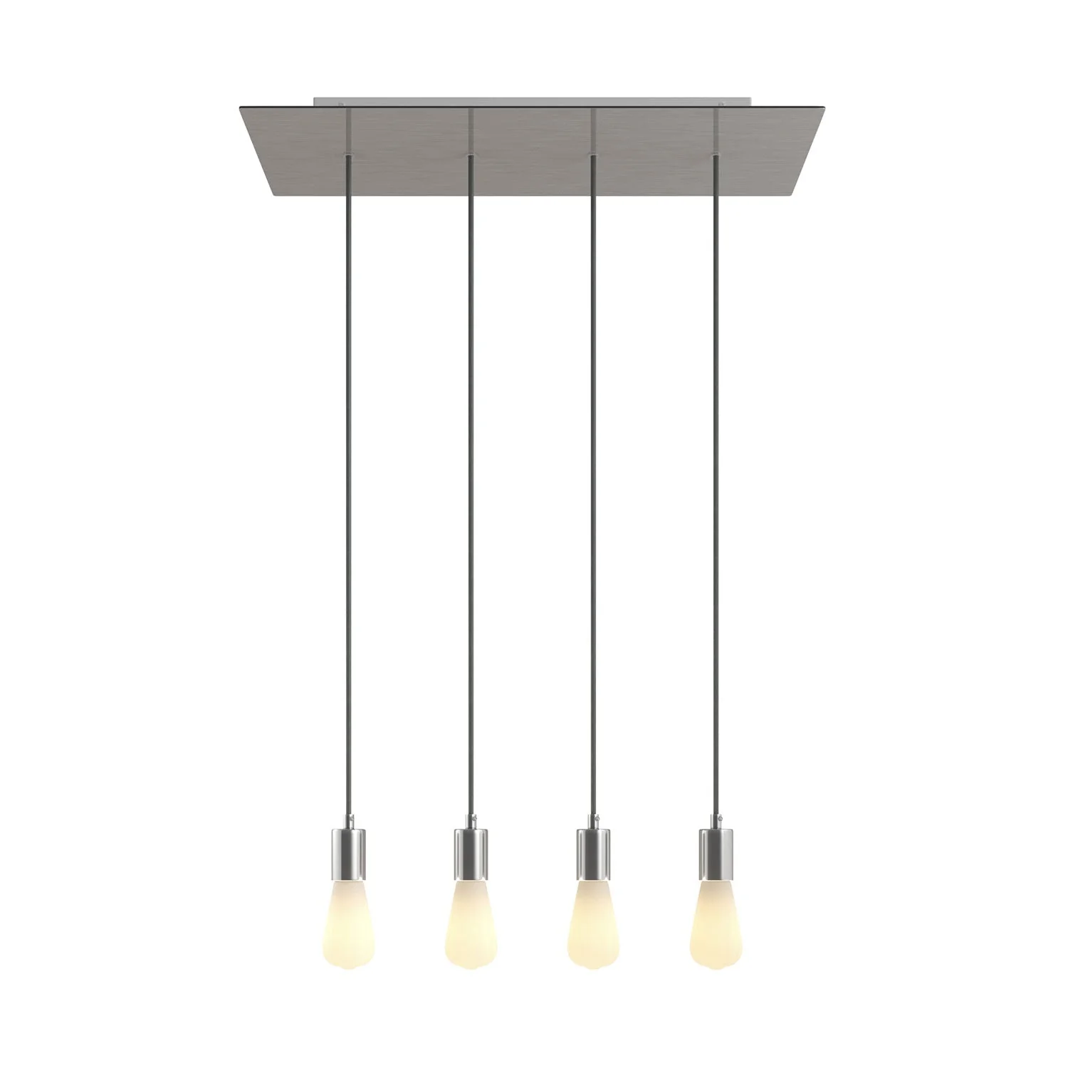 Lampada a sospensione a 4 cadute con XXL Rose-One rettangolare 675 mm con finiture in metallo - Acciaio satinato