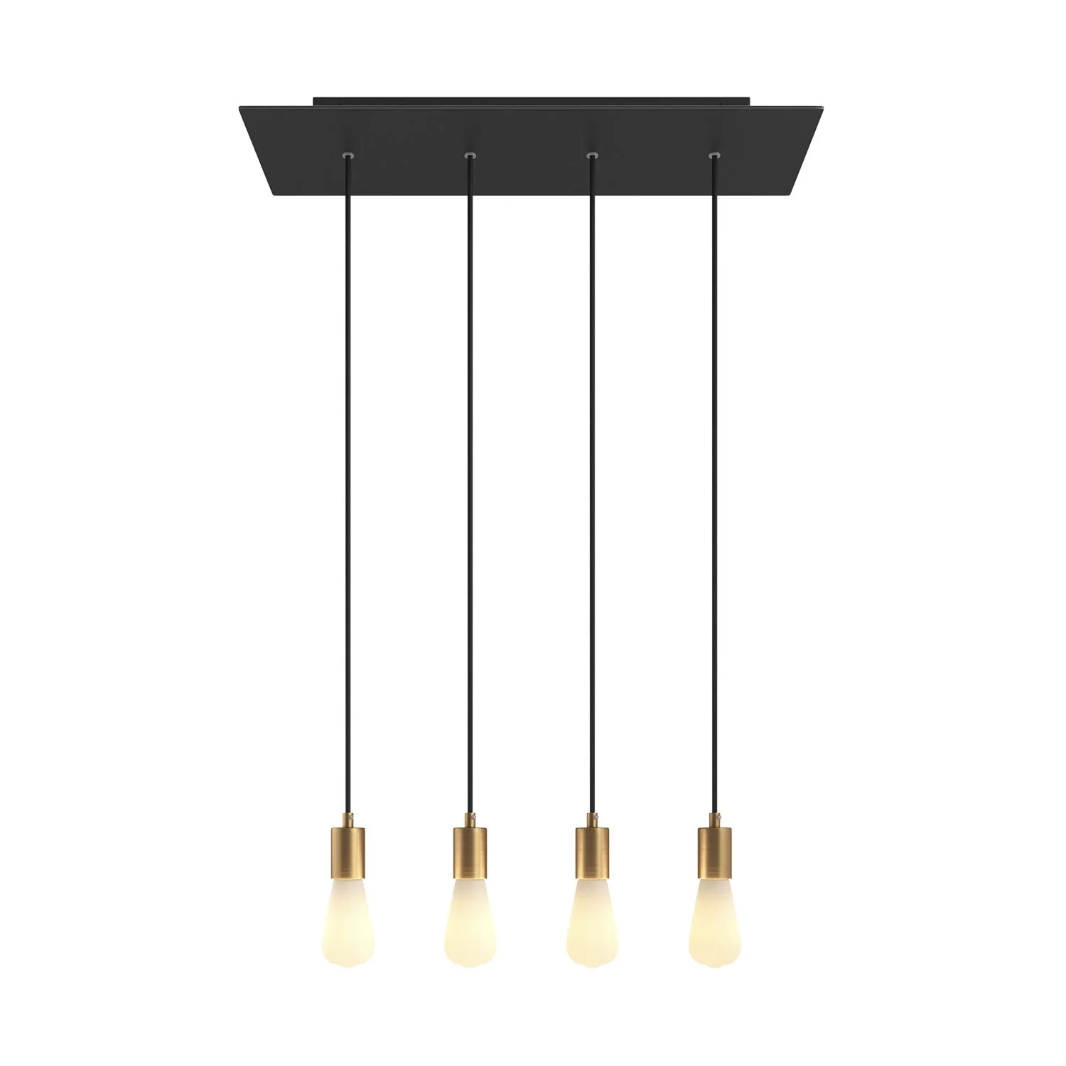 Lampada a sospensione a 4 cadute con XXL Rose-One rettangolare 675 mm con finiture in metallo - Nero opaco