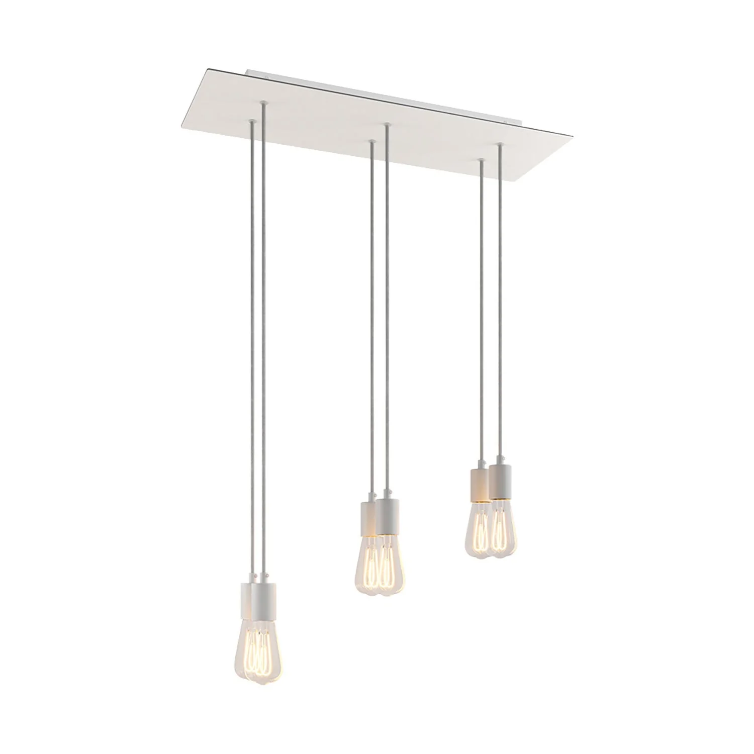 Lampada a sospensione a 6 cadute con XXL Rose-One rettangolare 675 mm con finiture in metallo - Bianco opaco
