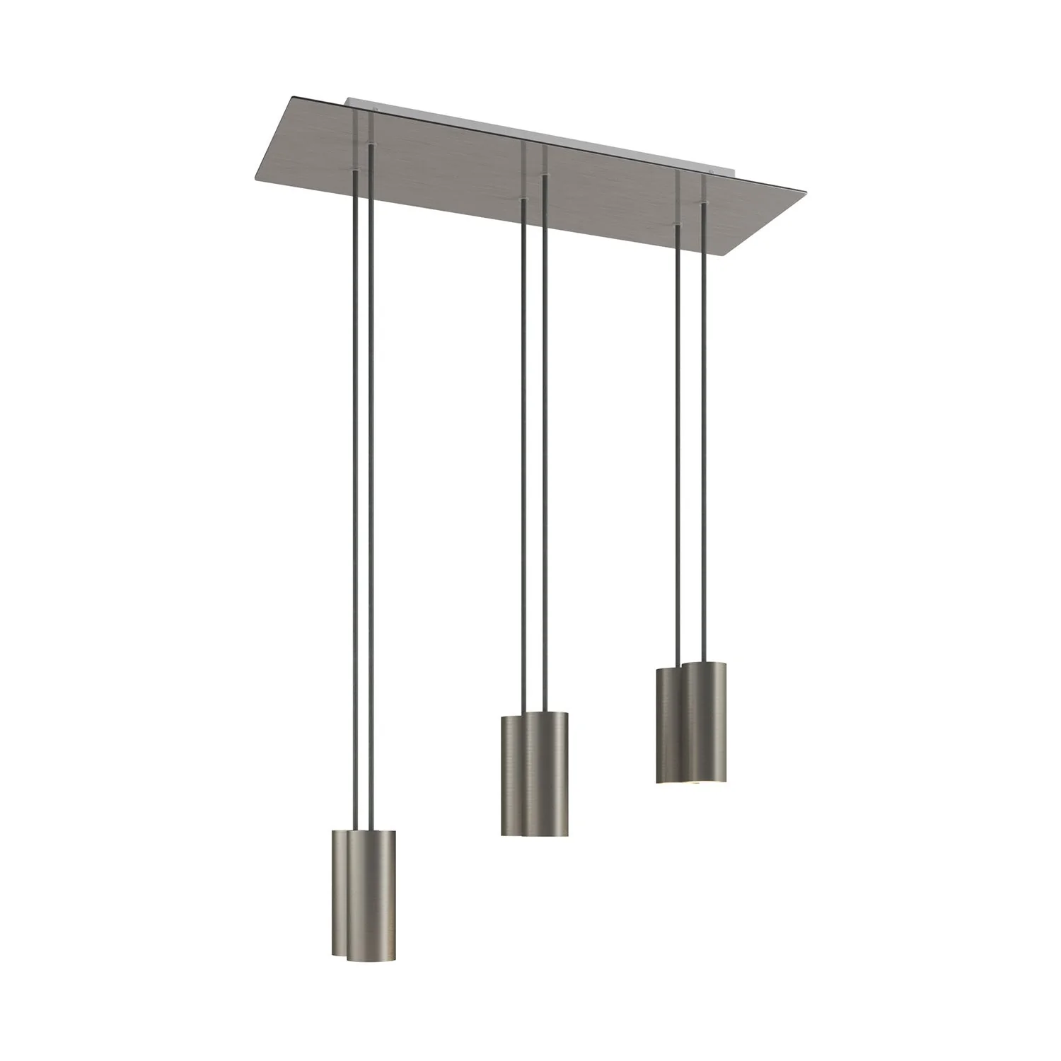 Lampada a sospensione a 6 cadute con XXL Rose-One rettangolare 675 mm con paralume in metallo Tub-E14 - Acciaio satinato