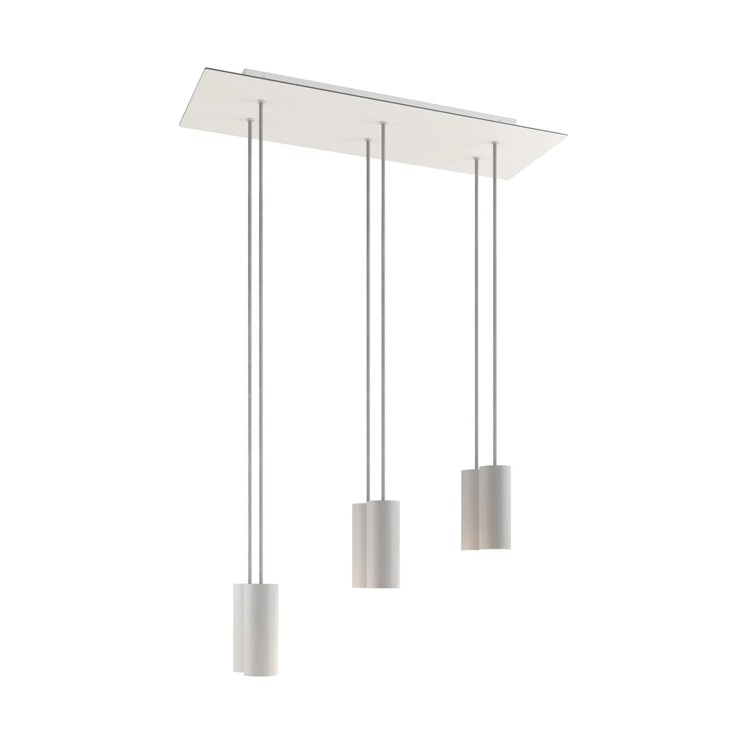 Lampada a sospensione a 6 cadute con XXL Rose-One rettangolare 675 mm con paralume in metallo Tub-E14 - Bianco opaco