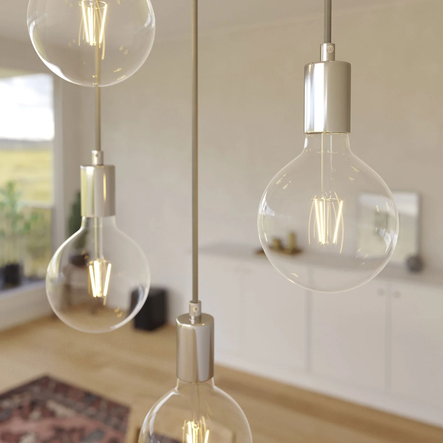 Lampada a sospensione a 7 cadute con XXL Rose-One rettangolare 675 mm con finiture in metallo - Acciaio satinato - Image 3