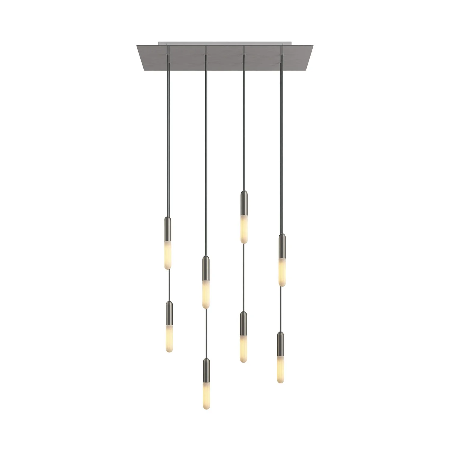 Lampada a sospensione a 8 cadute con XXL Rose-One rettangolare 675 mm con finiture in metallo - Acciaio satinato