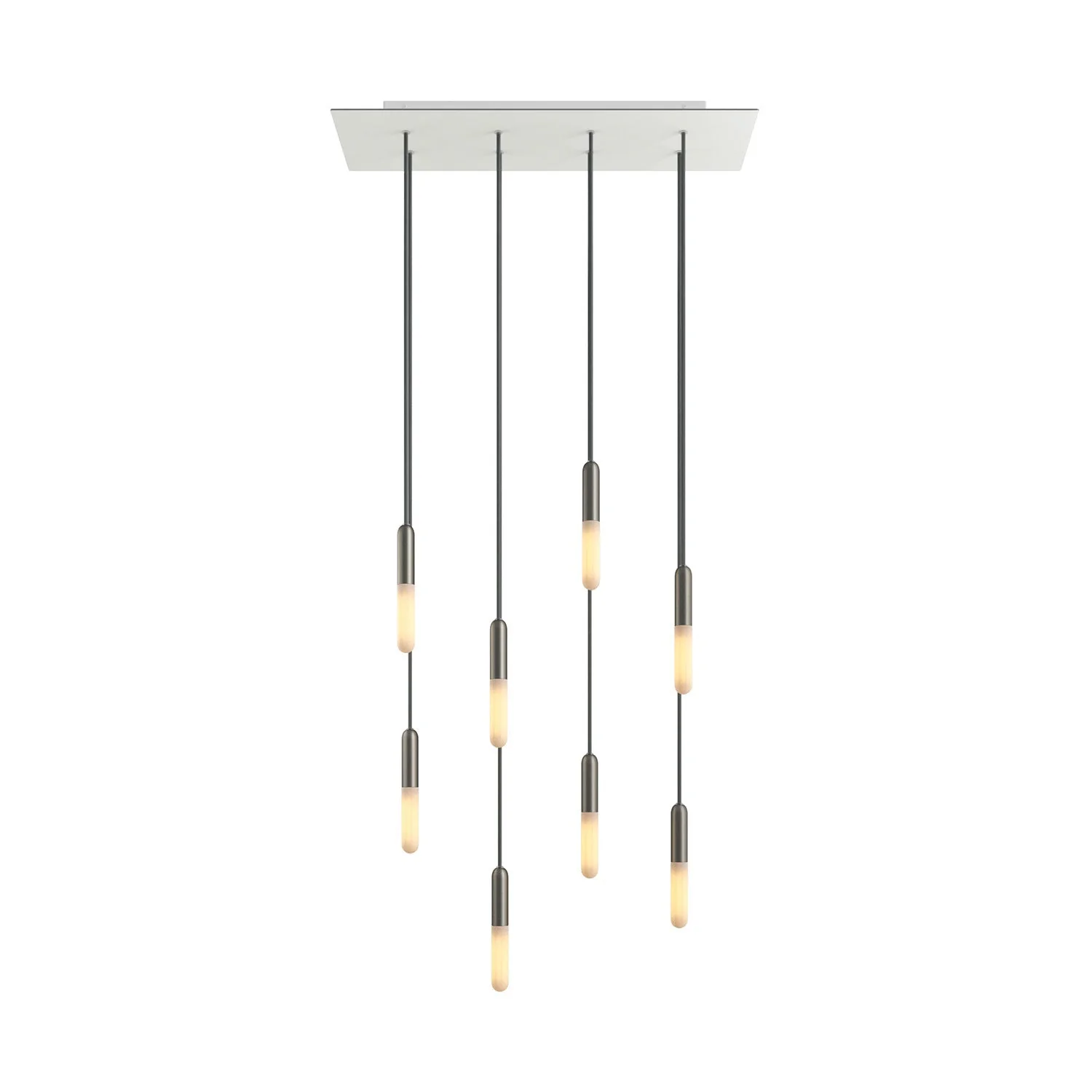 Lampada a sospensione a 8 cadute con XXL Rose-One rettangolare 675 mm con finiture in metallo - Bianco opaco