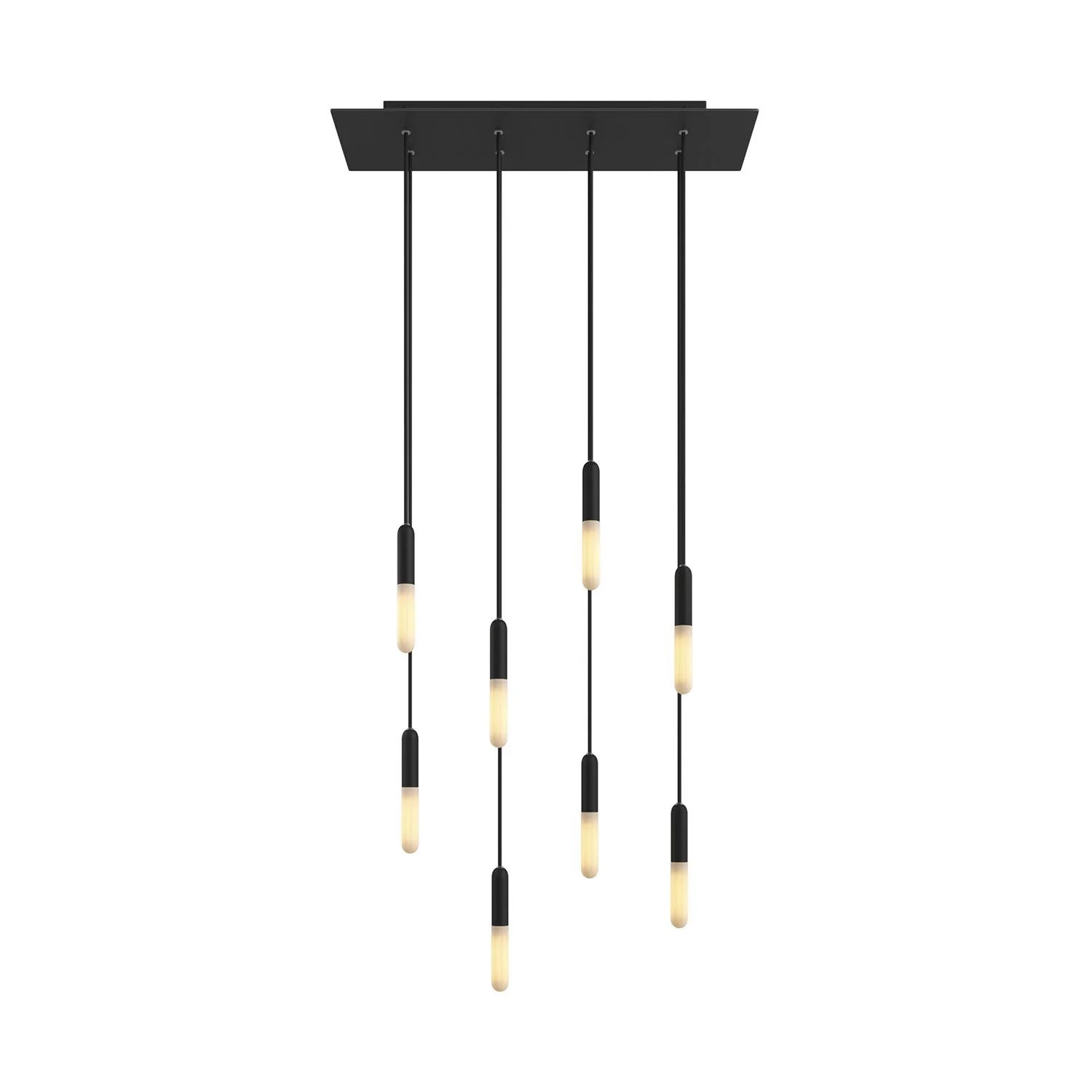 Lampada a sospensione a 8 cadute con XXL Rose-One rettangolare 675 mm con finiture in metallo - Nero opaco