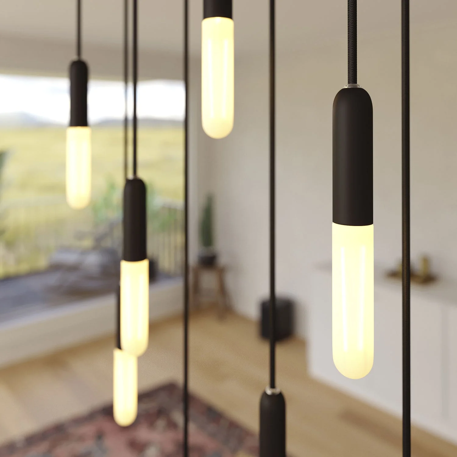 Lampada a sospensione a 8 cadute con XXL Rose-One rettangolare 675 mm con finiture in metallo - Nero opaco - Image 3