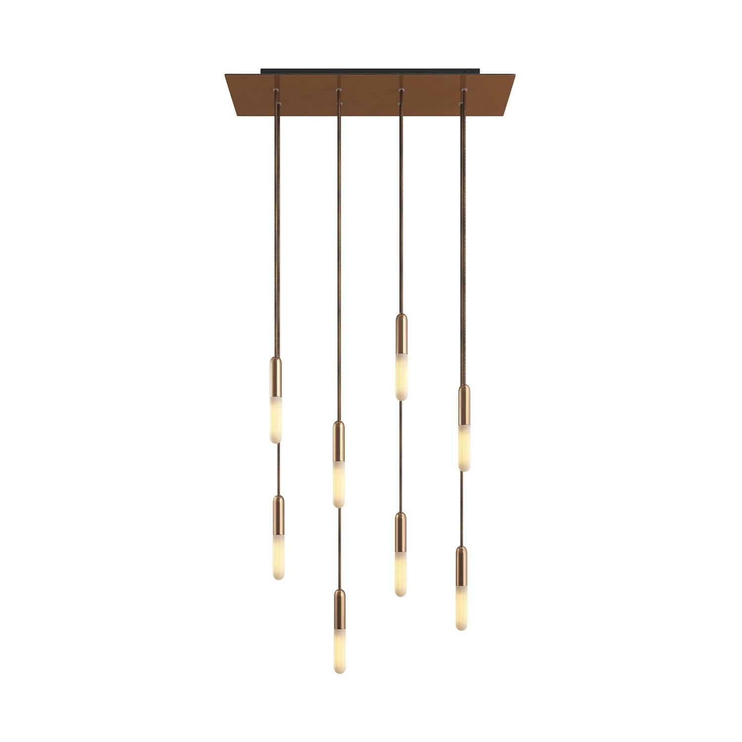 Lampada a sospensione a 8 cadute con XXL Rose-One rettangolare 675 mm con finiture in metallo - Rame satinato