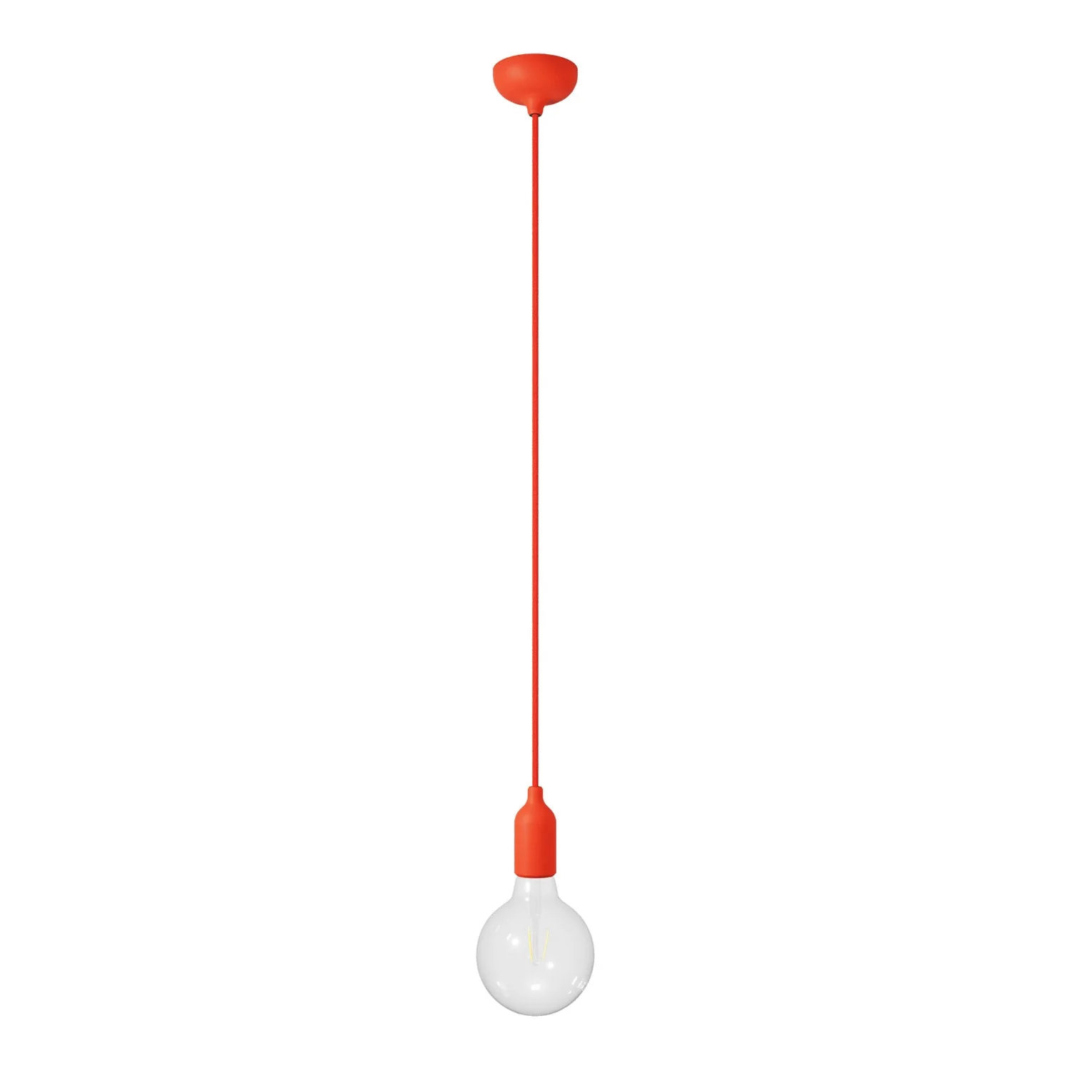 Lampada a sospensione colorata in silicone con cavo tessile - Arancione